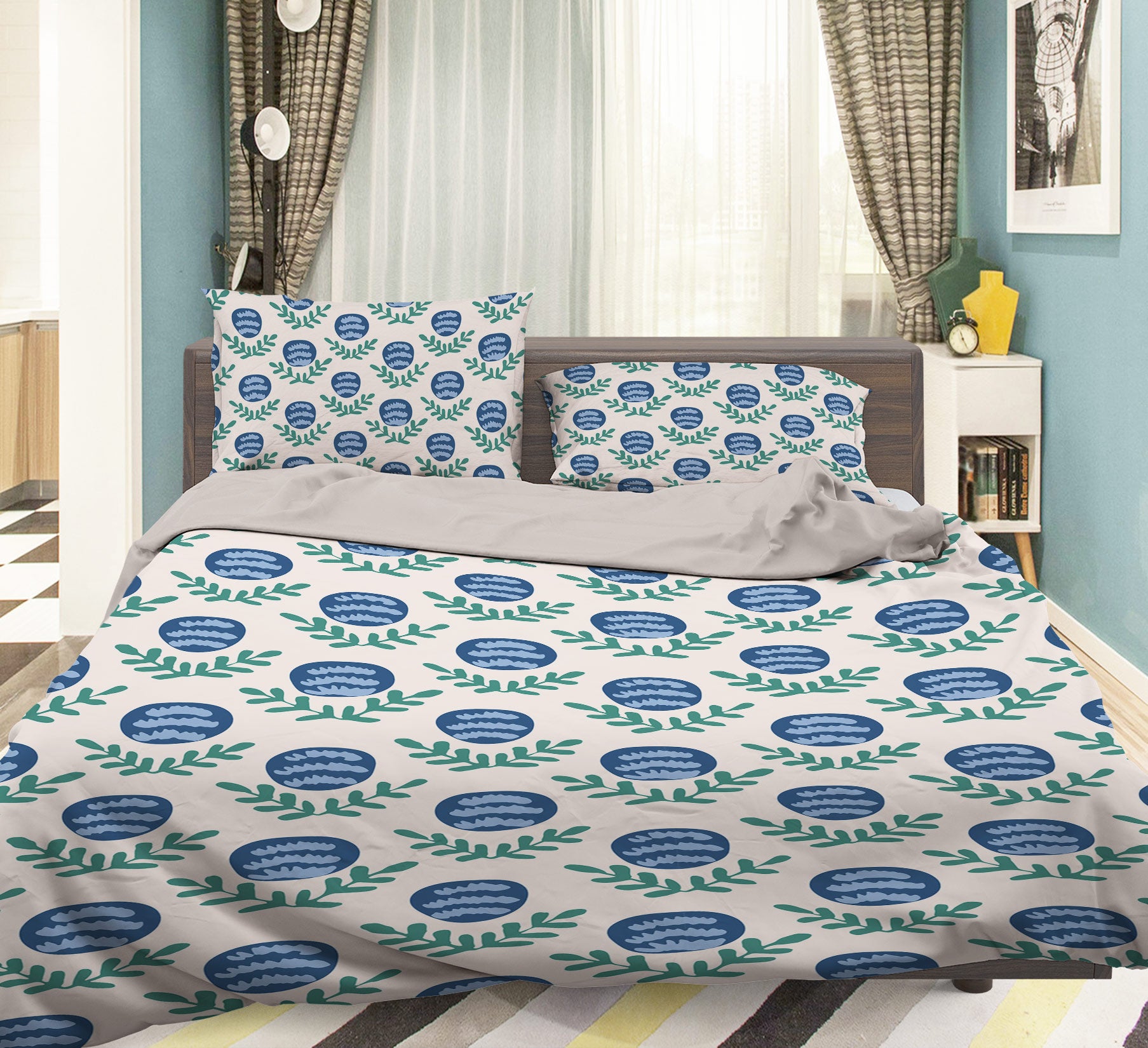 3D Blue Round Flower 109130 Kashmira Jayaprakash Bedding Bed Pillowcases Quilt