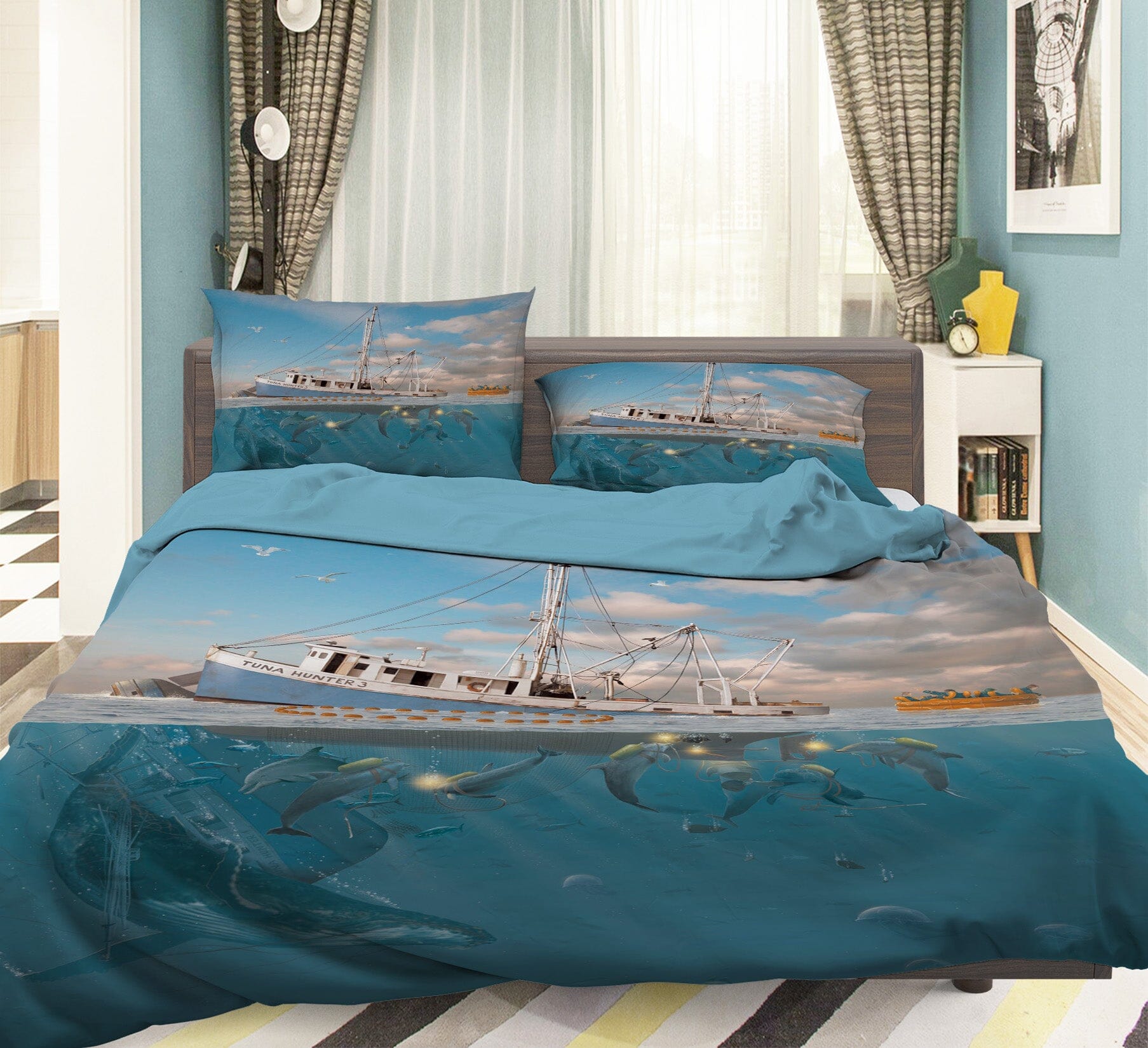 3D Rage Of The Dolphin 071 Bed Pillowcases Quilt Exclusive Designer Vincent Quiet Covers AJ Creativity Home 