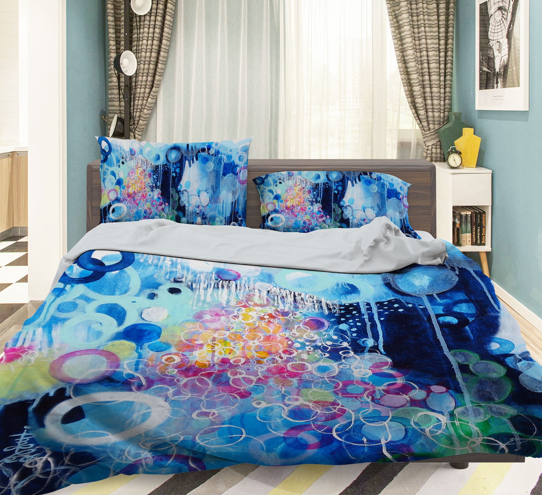 3D Blue Fantasy Bubble 1103 Misako Chida Bedding Bed Pillowcases Quilt