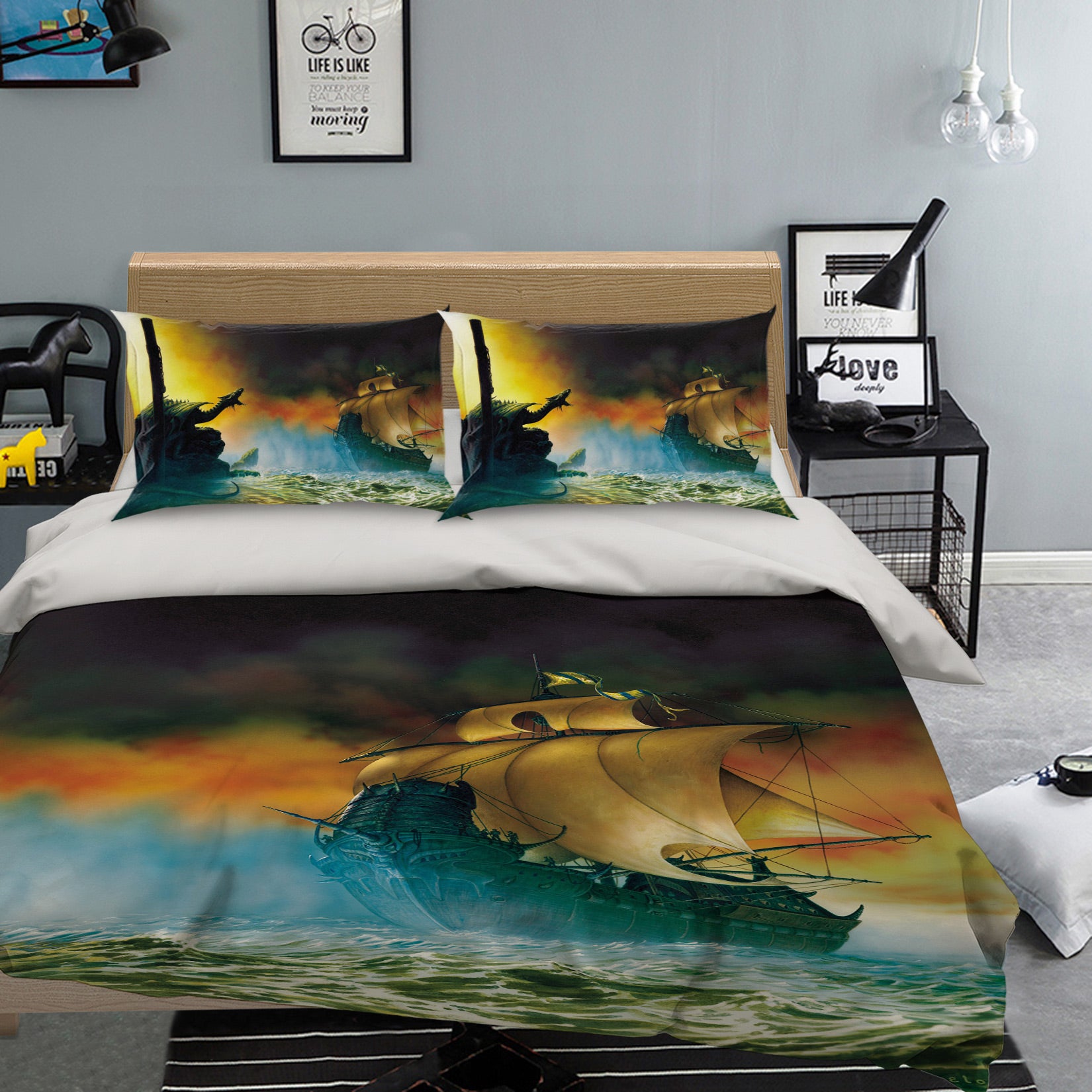 3D Ocean Sailboat 6176 Ciruelo Bedding Bed Pillowcases Quilt