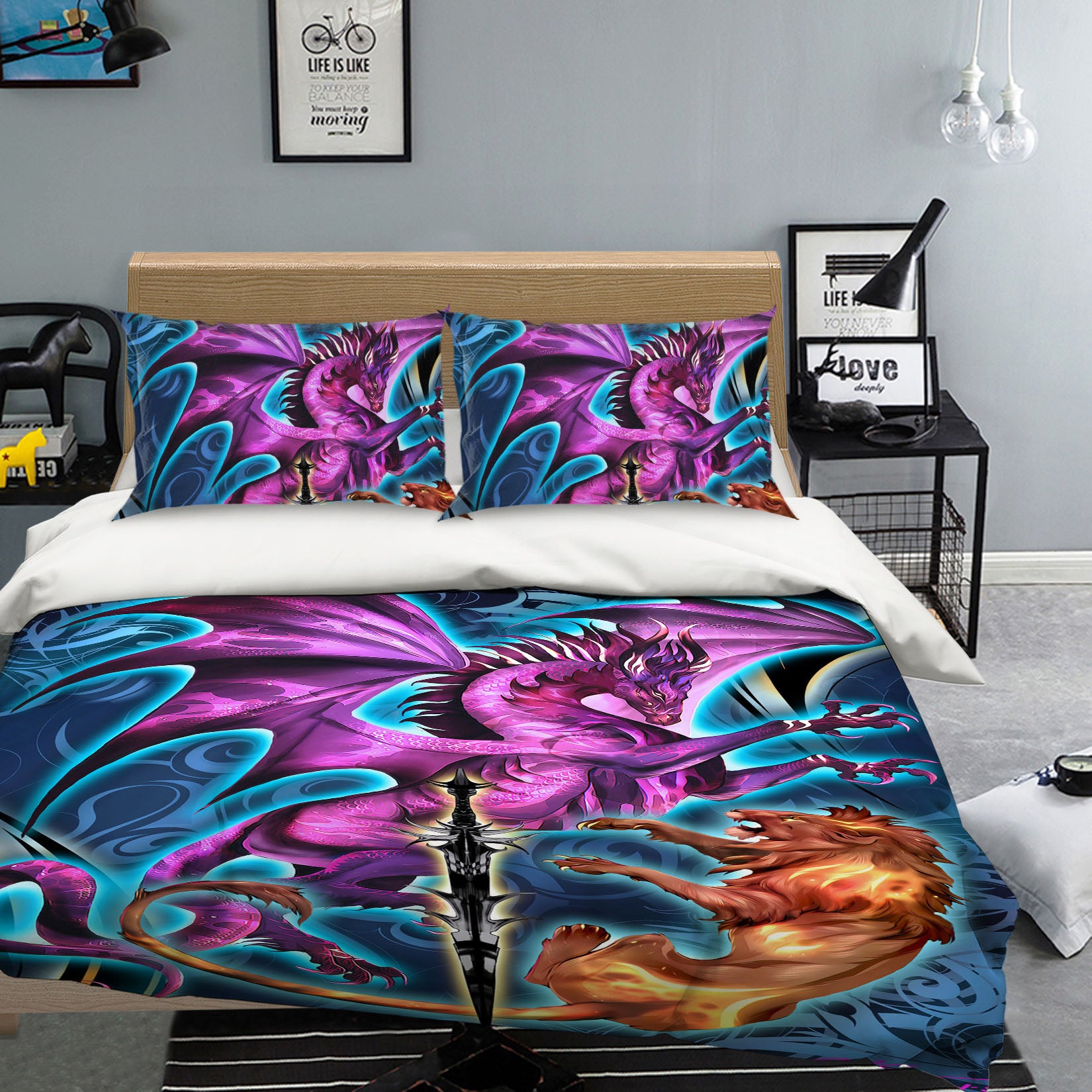 3D Dragon Lion 8315 Ruth Thompson Bedding Bed Pillowcases Quilt Cover Duvet Cover