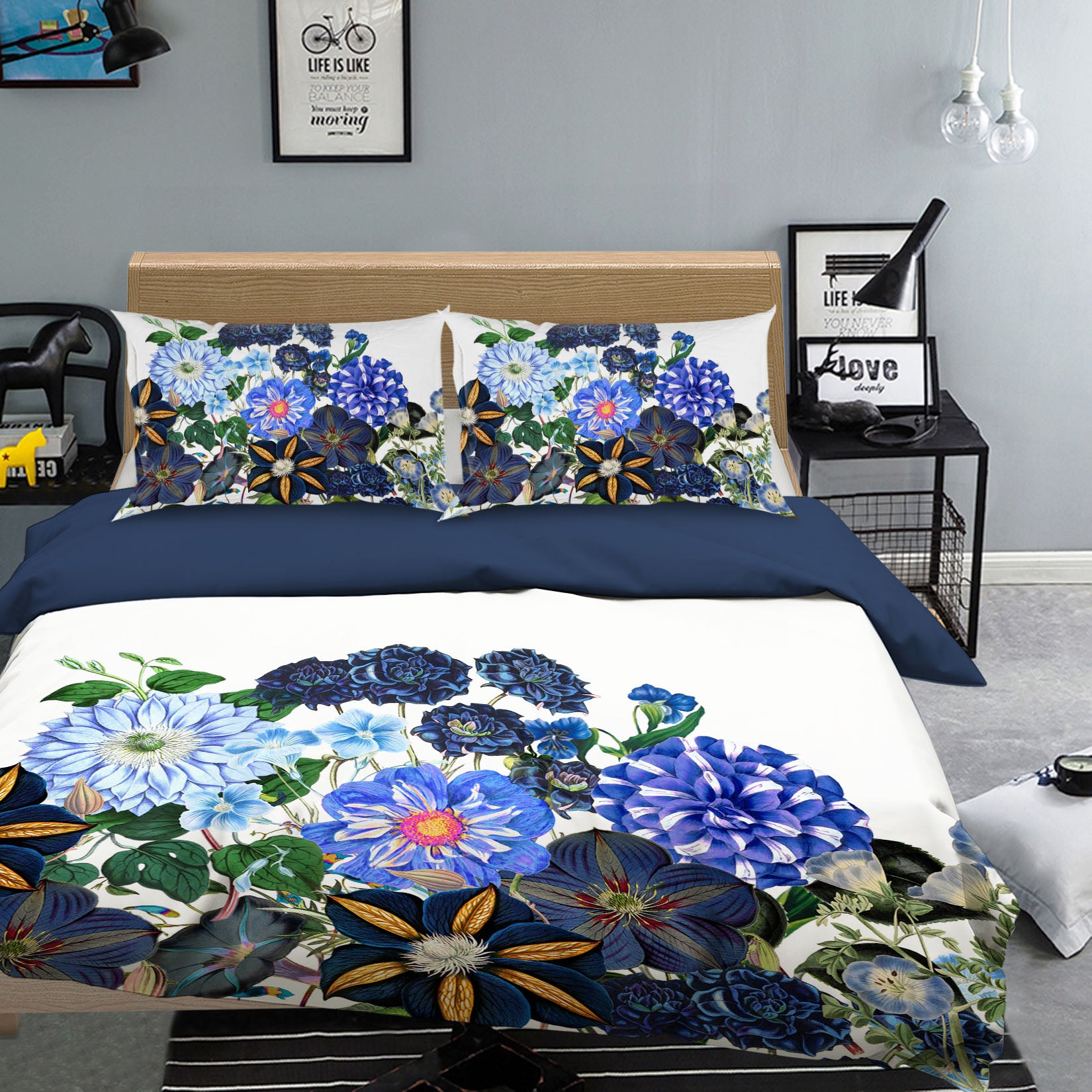 3D Blue Flower Bush 18158 Uta Naumann Bedding Bed Pillowcases Quilt
