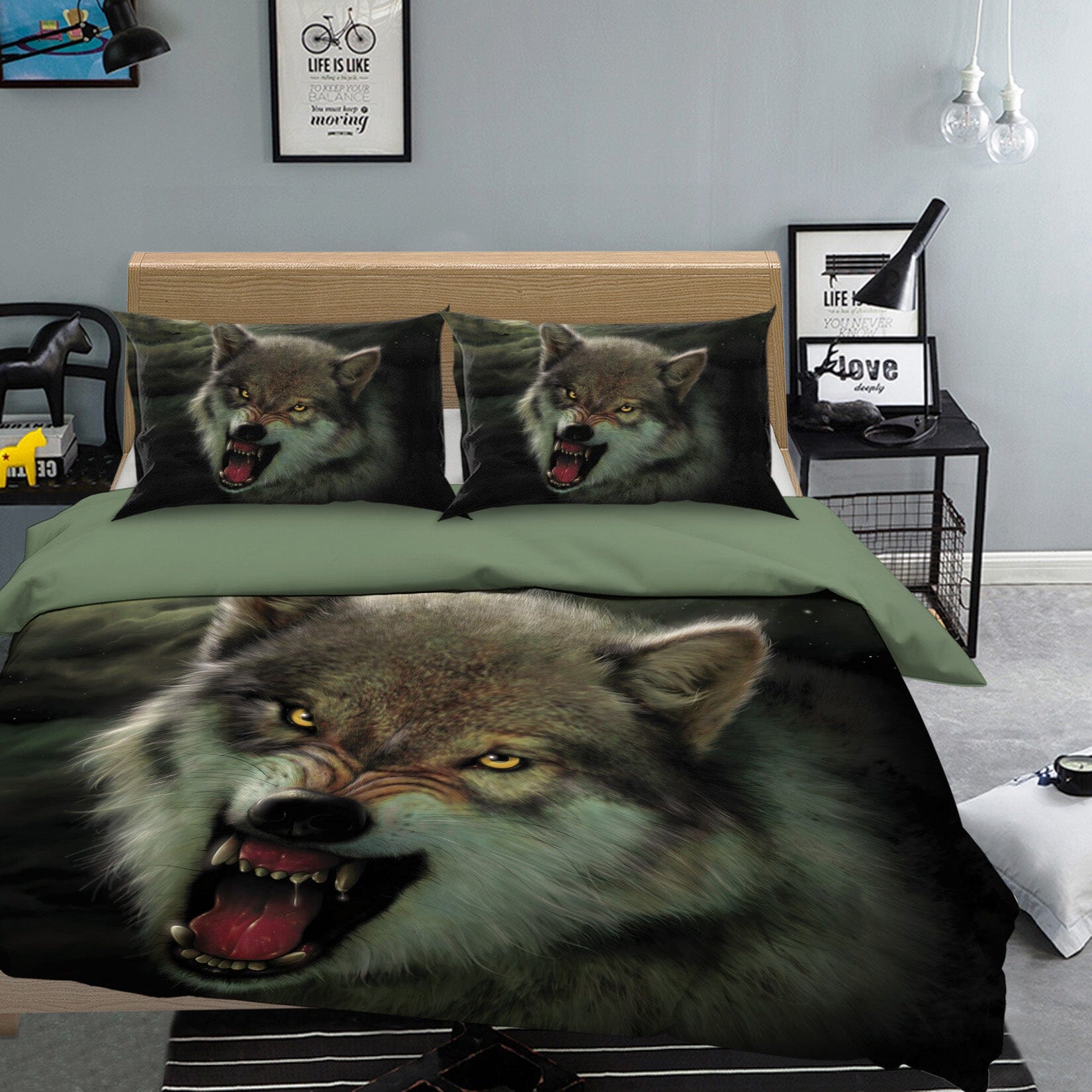 3D Moon Wolf 064 Bed Pillowcases Quilt Exclusive Designer Vincent Quiet Covers AJ Creativity Home 