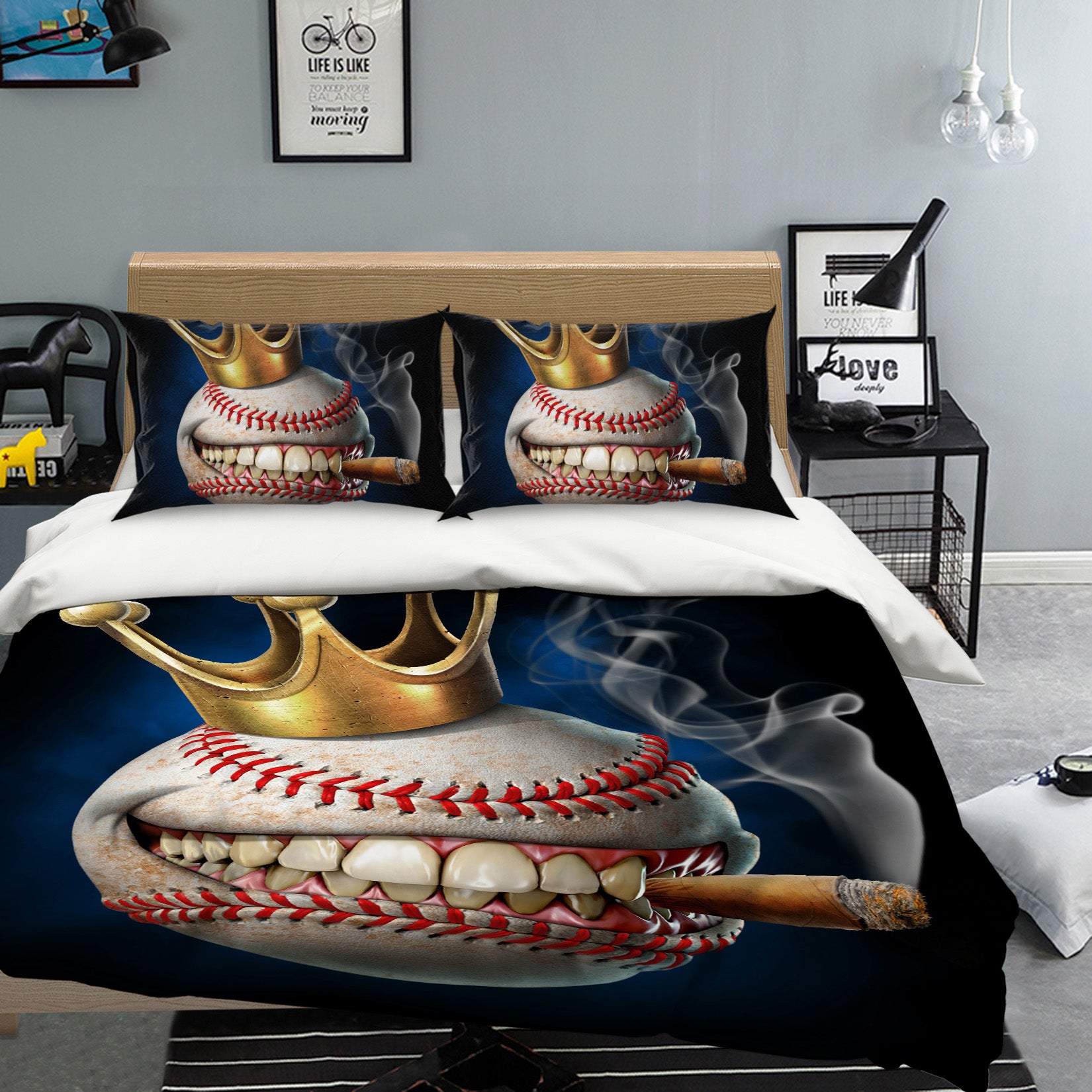 3D Baseball Tooth Smoke Crown 4053 Tom Wood Bedding Bed Pillowcases Quilt