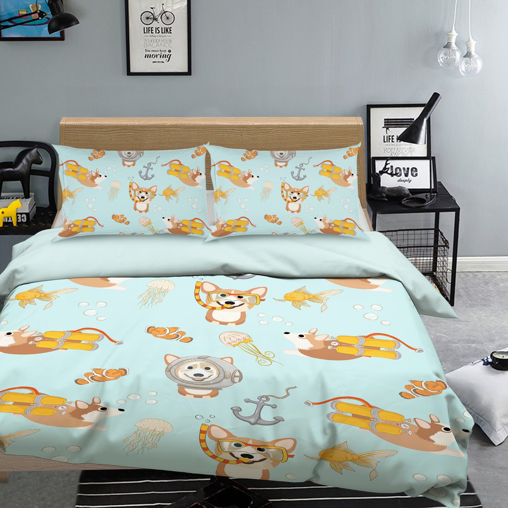 3D Corgi Jellyfish 208 Uta Naumann Bedding Bed Pillowcases Quilt