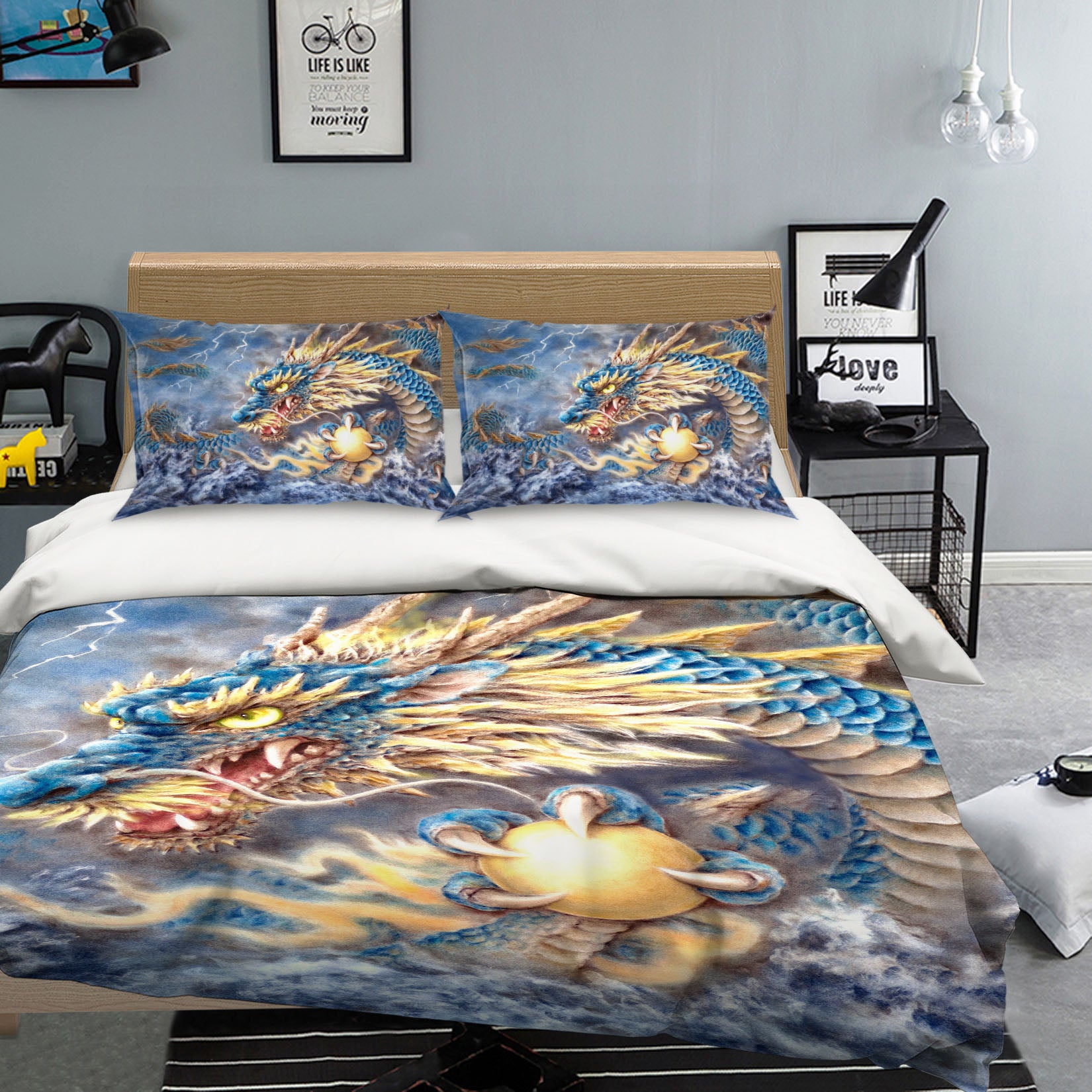 3D Blue Dragon 5821 Kayomi Harai Bedding Bed Pillowcases Quilt Cover Duvet Cover