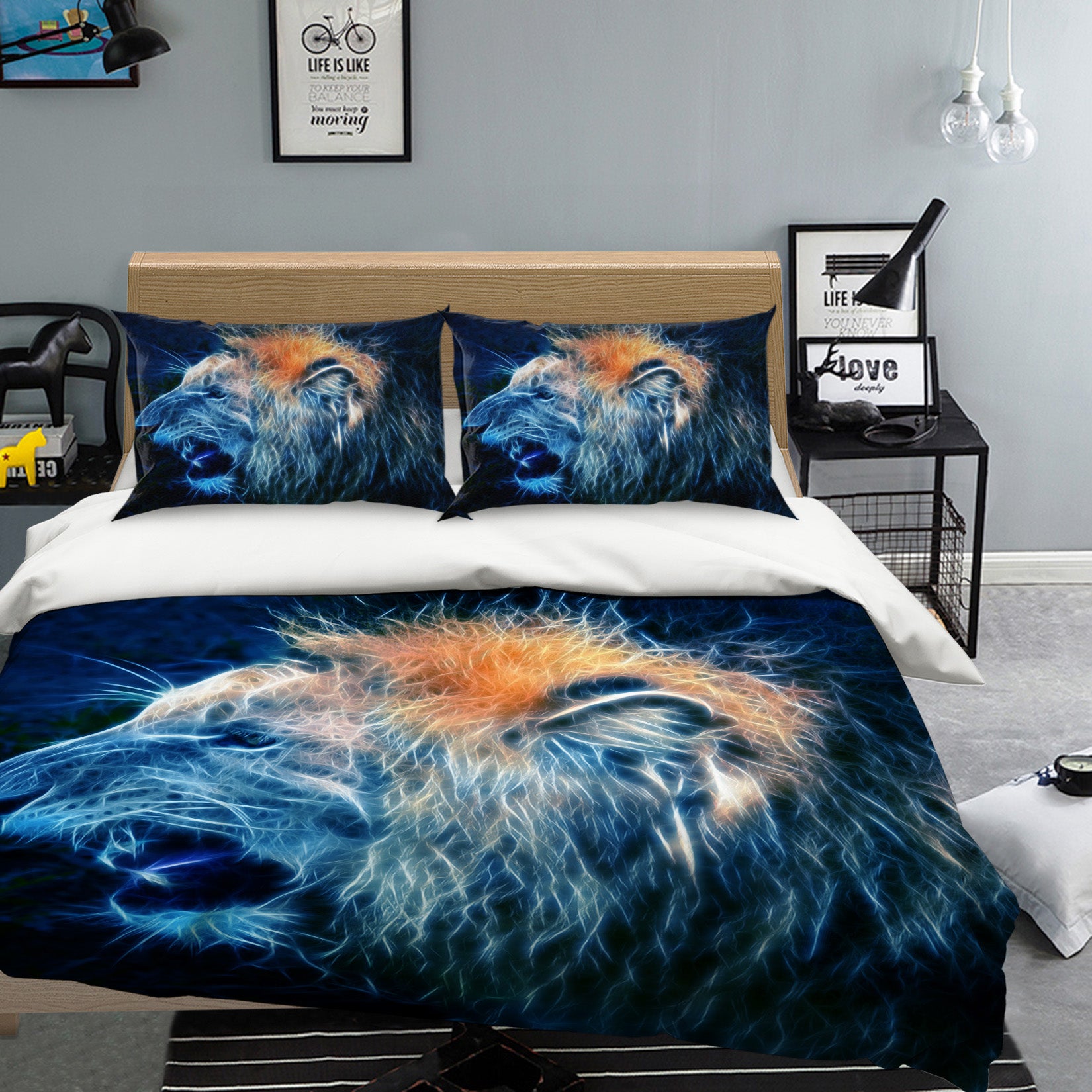 3D Lion Head 21058 Bed Pillowcases Quilt