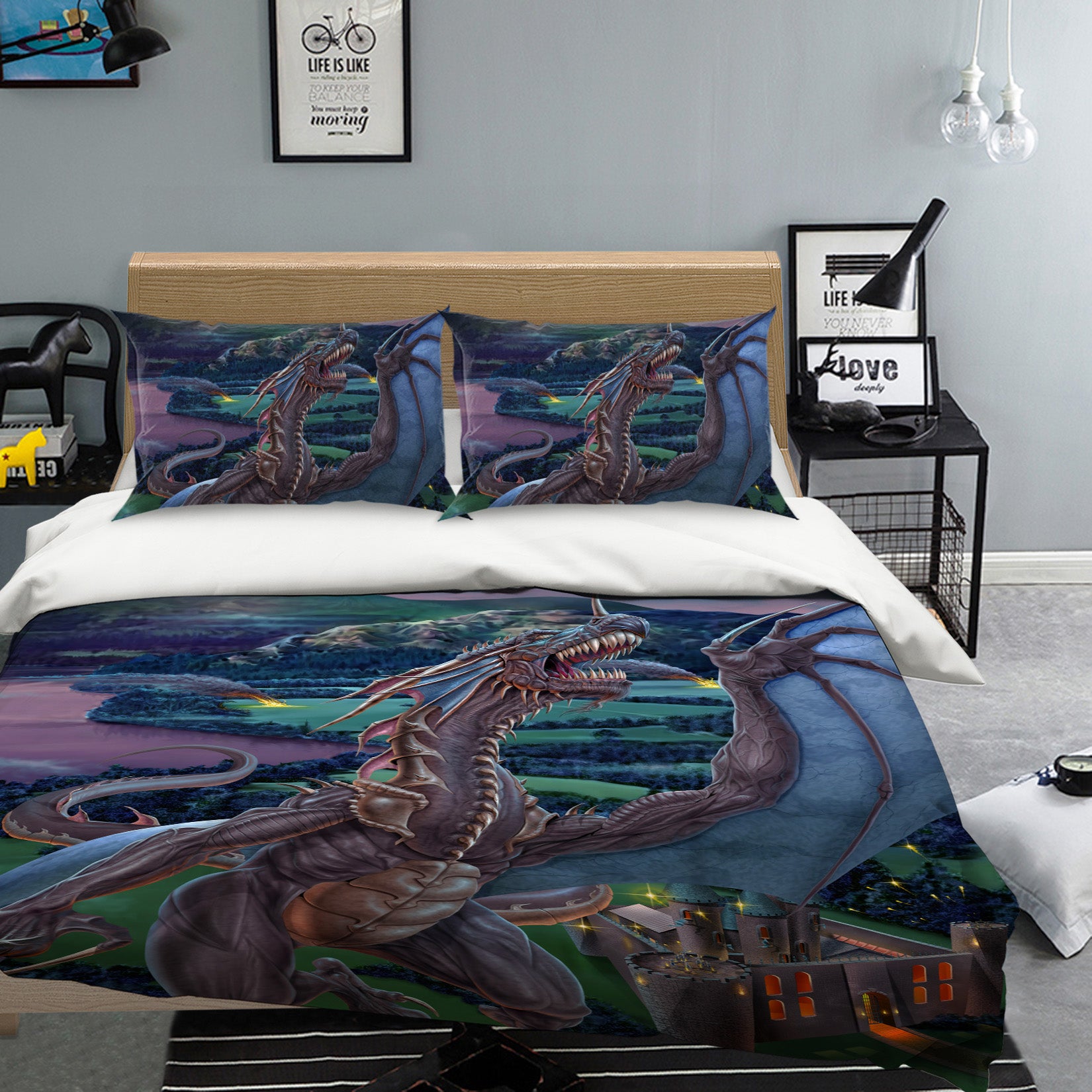 3D Dragon Night 4082 Tom Wood Bedding Bed Pillowcases Quilt