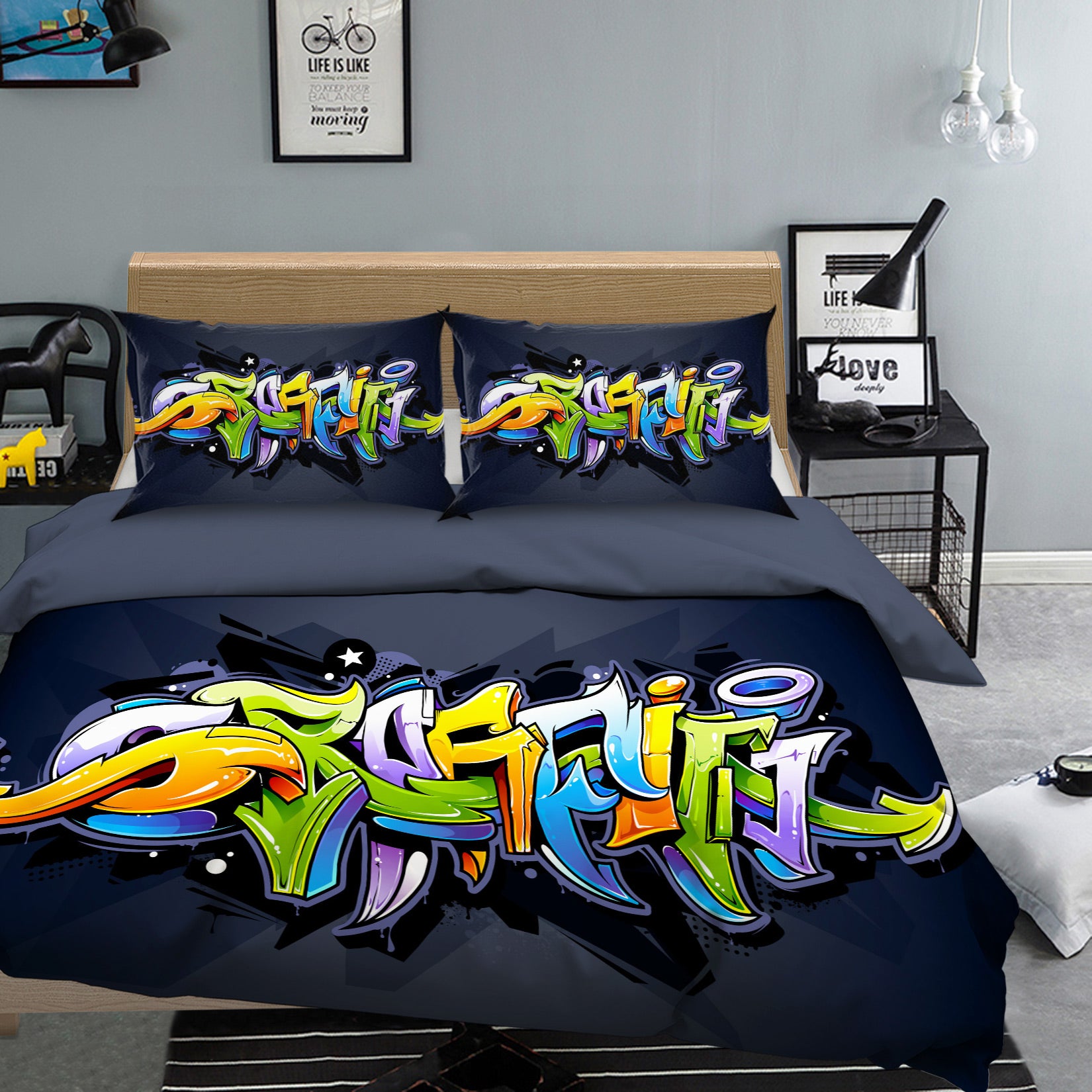 3D Alphabet Graffiti 60077 Bed Pillowcases Quilt