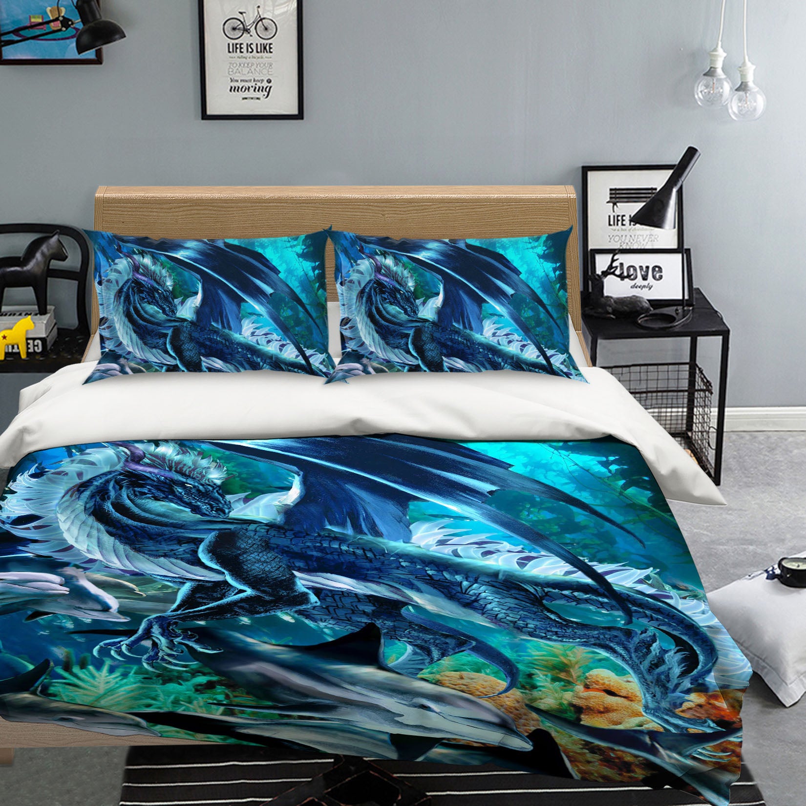 3D Blue Dragon 8308 Ruth Thompson Bedding Bed Pillowcases Quilt Cover Duvet Cover