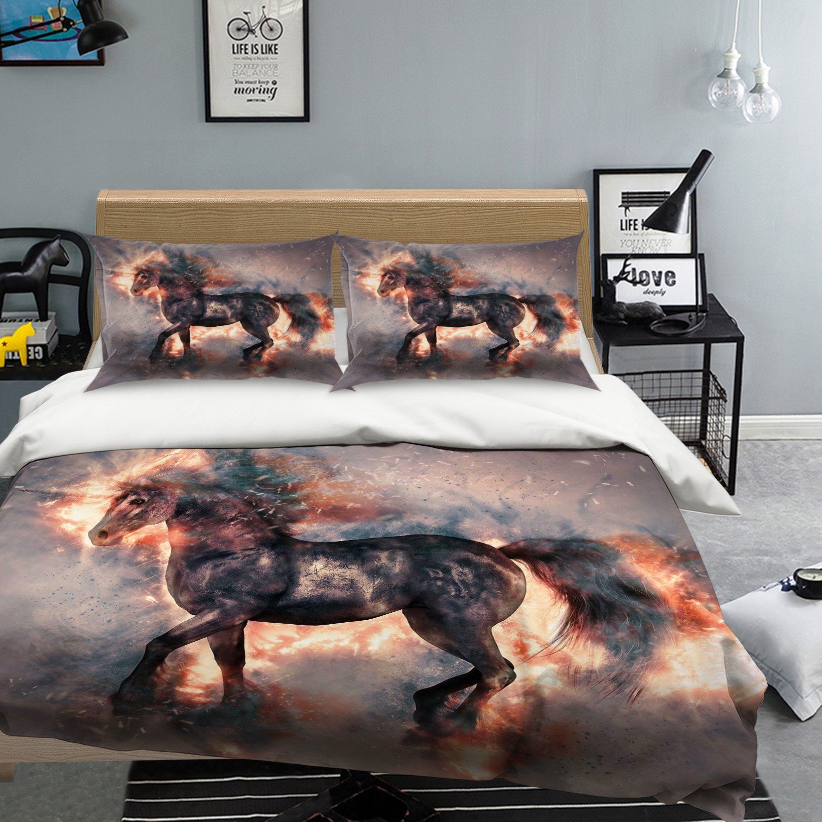 3D Unicorn Fire 135 Bed Pillowcases Quilt Wallpaper AJ Wallpaper 