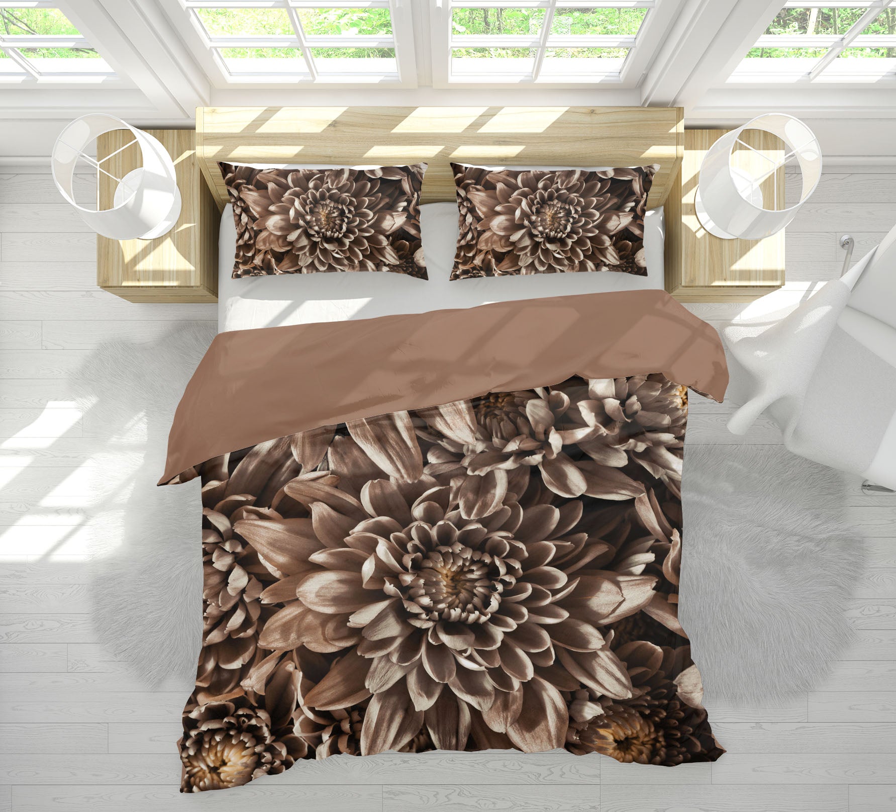 3D Brown Chrysanthemum 1009 Assaf Frank Bedding Bed Pillowcases Quilt