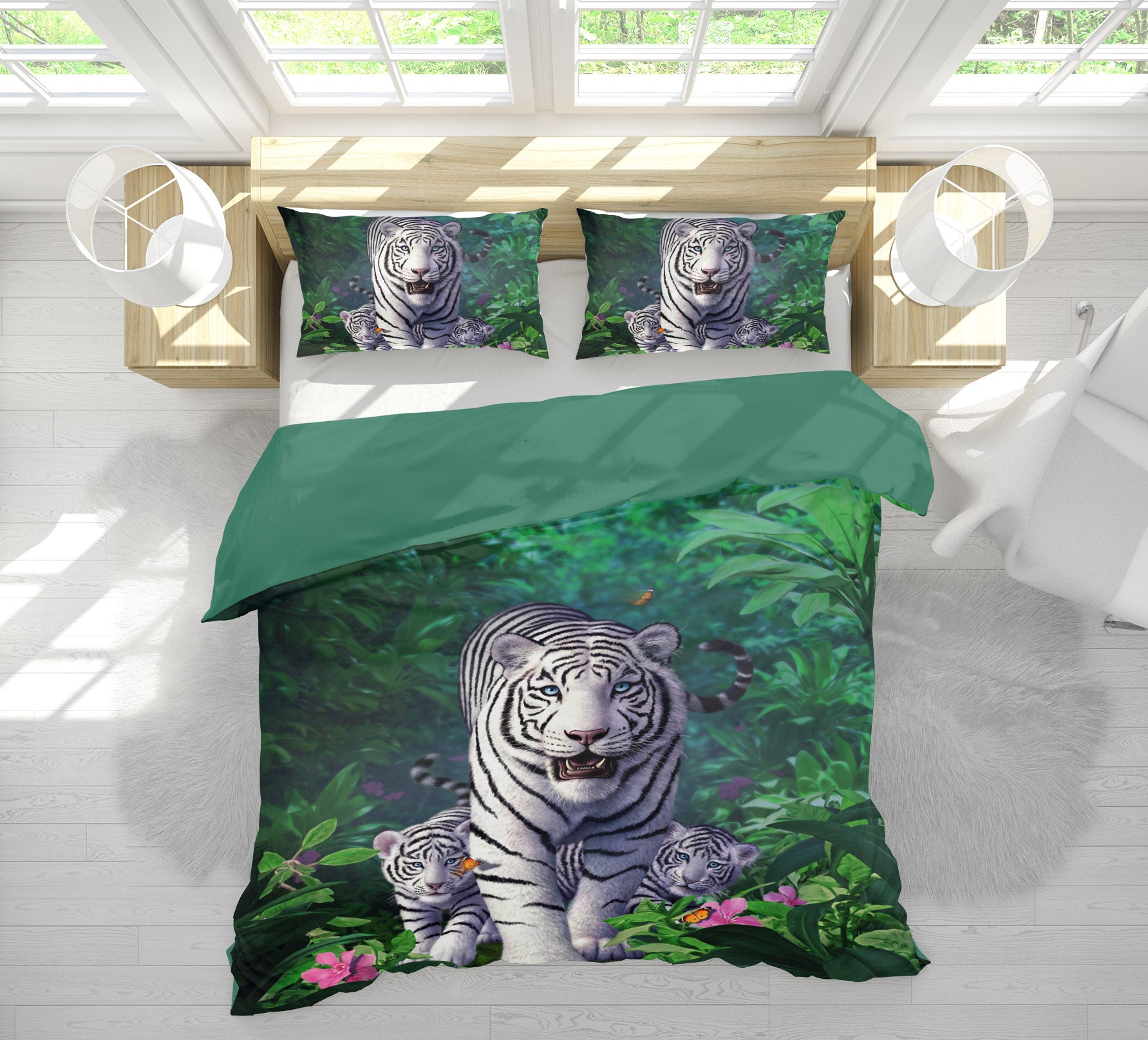 3D White Tigers 18077 Jerry LoFaro bedding Bed Pillowcases Quilt