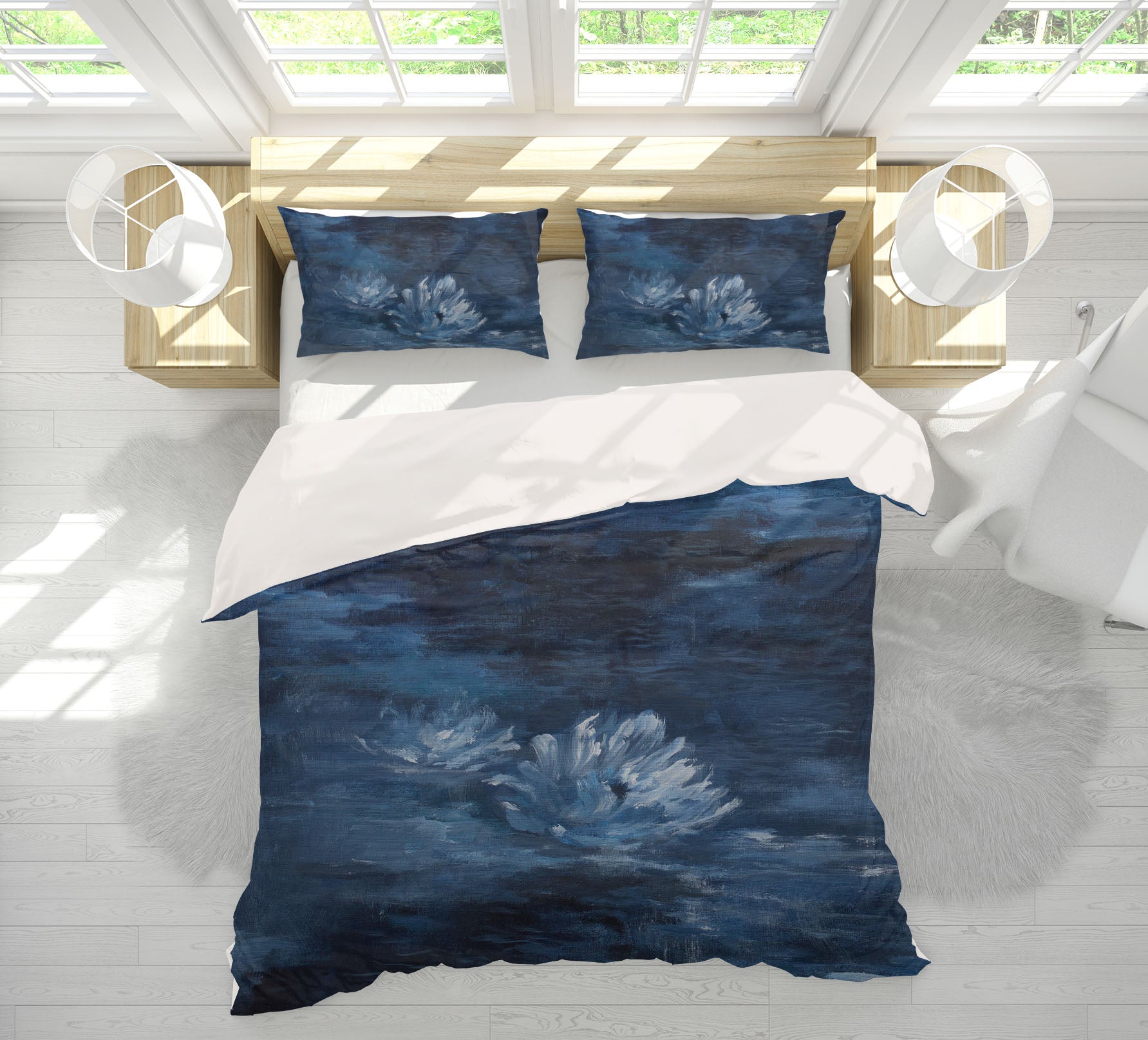 3D Moonlight Lillies 116 Debi Coules Bedding Bed Pillowcases Quilt