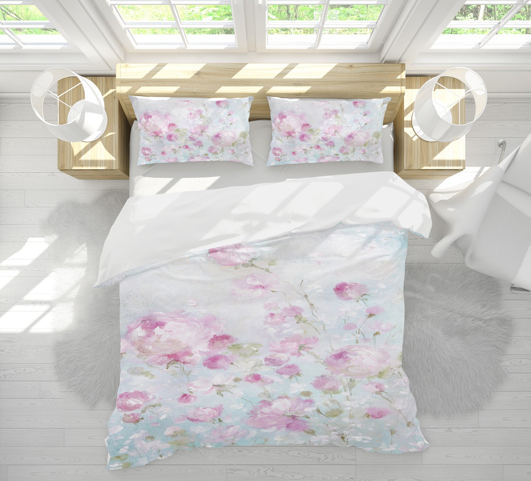 3D Pink Flower Clump 2059 Debi Coules Bedding Bed Pillowcases Quilt