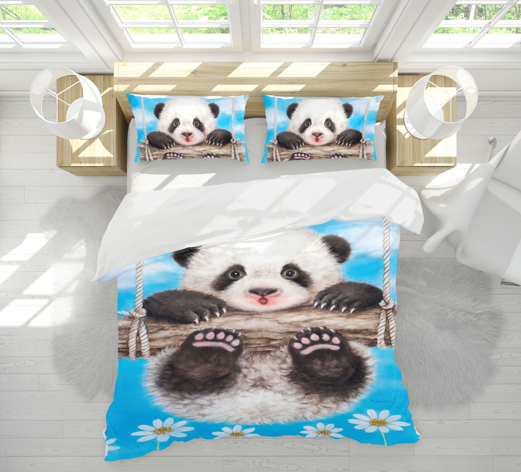 3D Panda Swing 5846 Kayomi Harai Bedding Bed Pillowcases Quilt Cover Duvet Cover