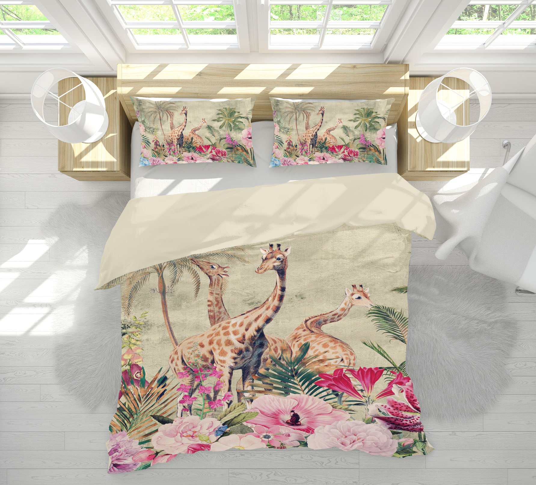 3D Giraffe Flower Bush 18152 Uta Naumann Bedding Bed Pillowcases Quilt