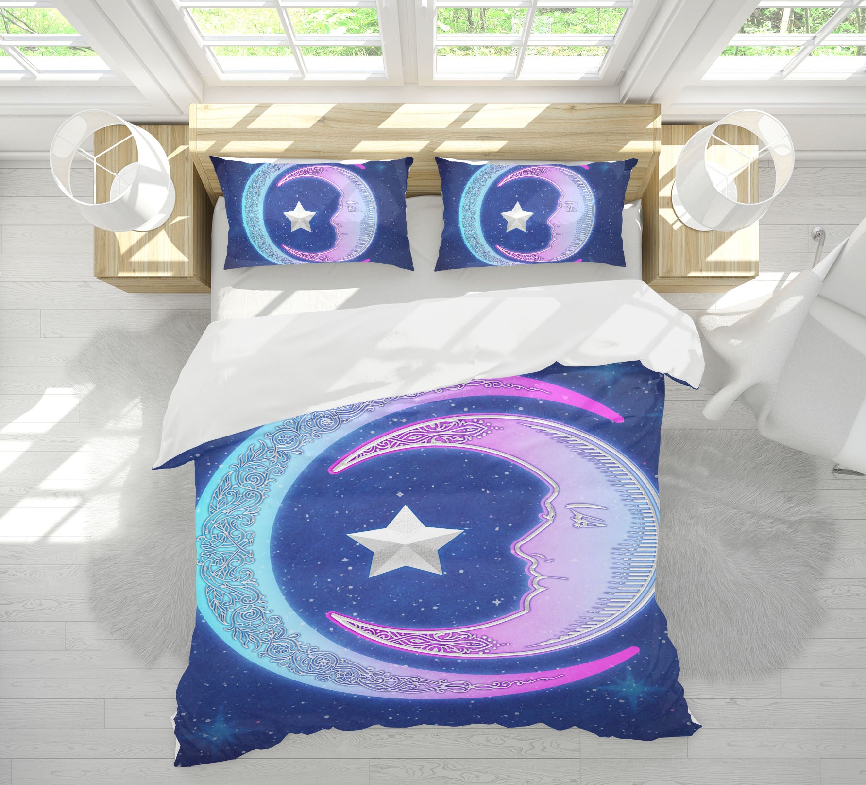 3D Pink Moon Stars 8829 Brigid Ashwood Bedding Bed Pillowcases Quilt Cover Duvet Cover