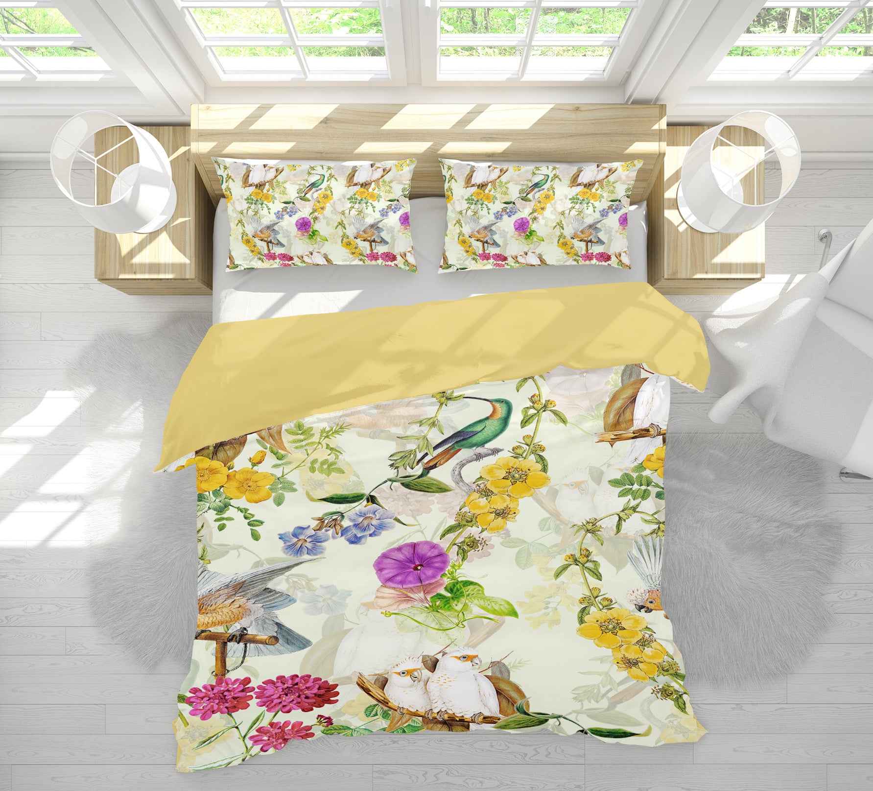 3D White Parrot Flower 109 Uta Naumann Bedding Bed Pillowcases Quilt