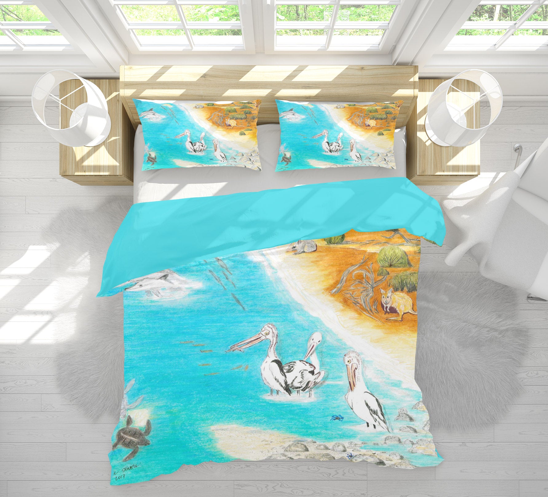 3D Beach Crane 034 Michael Sewell Bedding Bed Pillowcases Quilt