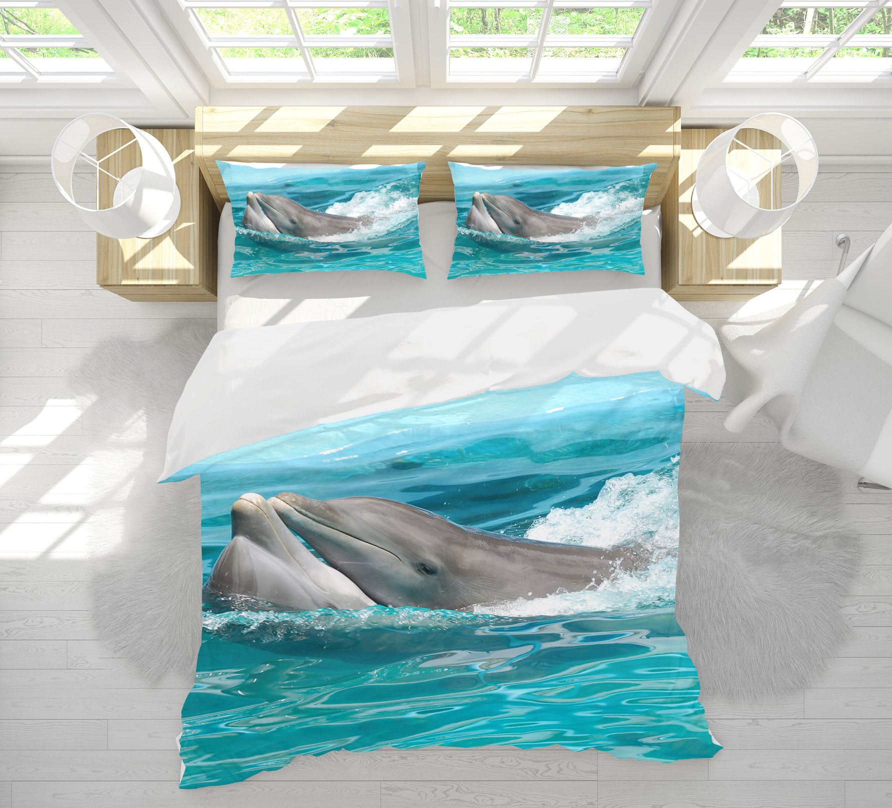 3D Sea Dolphin 19219 Bed Pillowcases Quilt