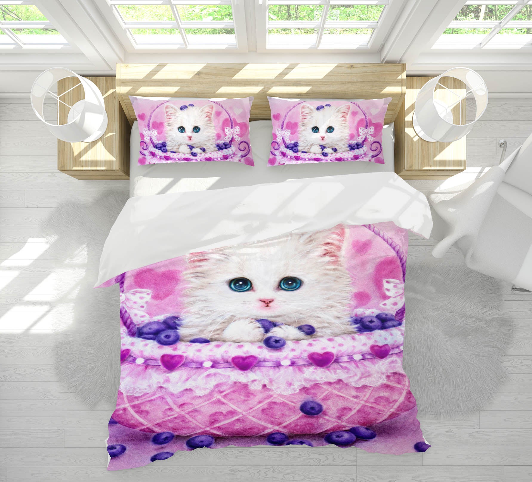 3D Blueberry Cat 5820 Kayomi Harai Bedding Bed Pillowcases Quilt Cover Duvet Cover