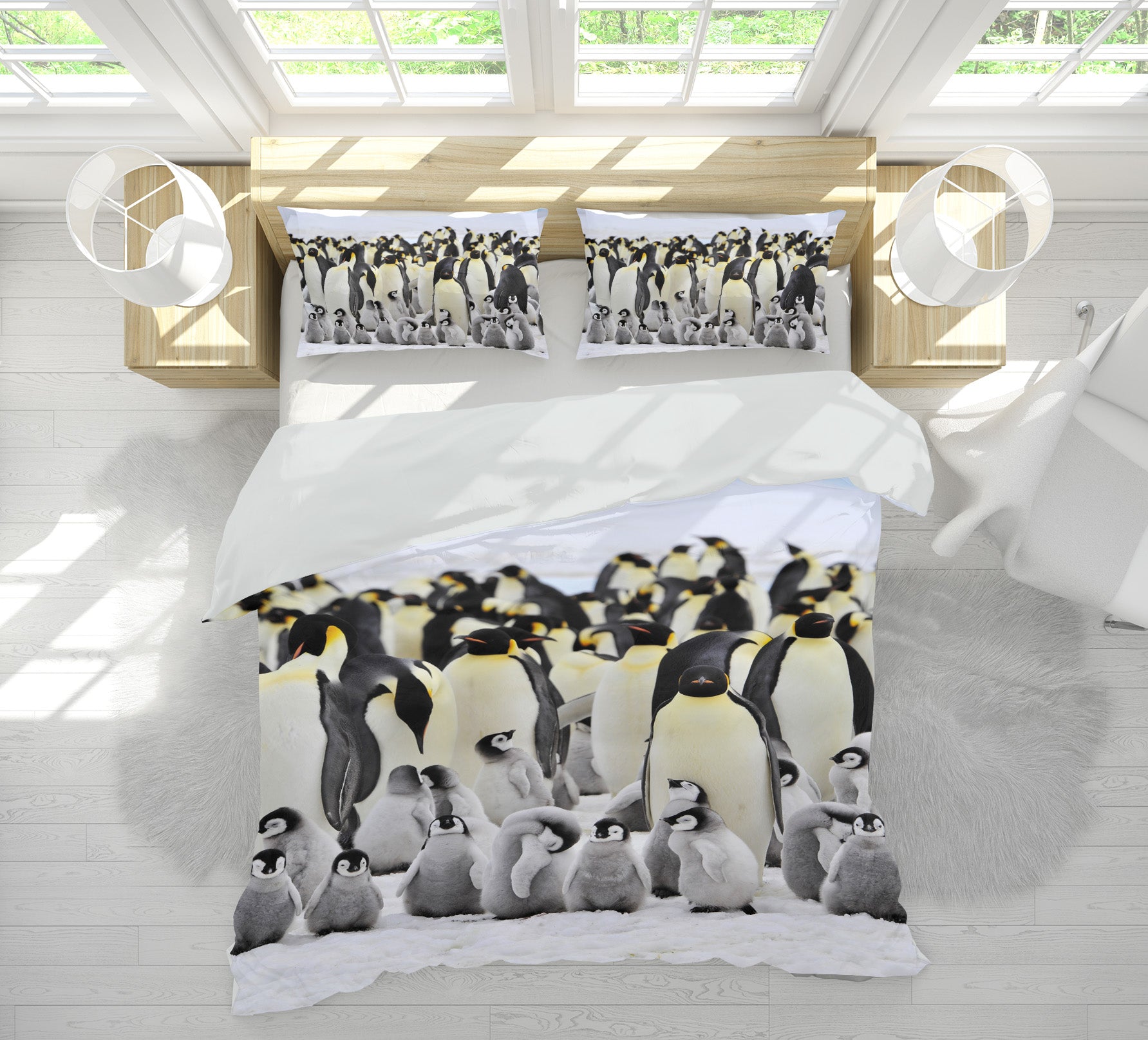 3D Penguin 21002 Bed Pillowcases Quilt