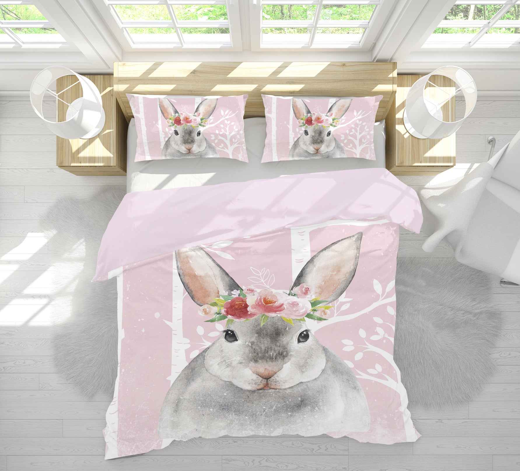 3D Pink Bottom Rabbit 18123 Uta Naumann Bedding Bed Pillowcases Quilt
