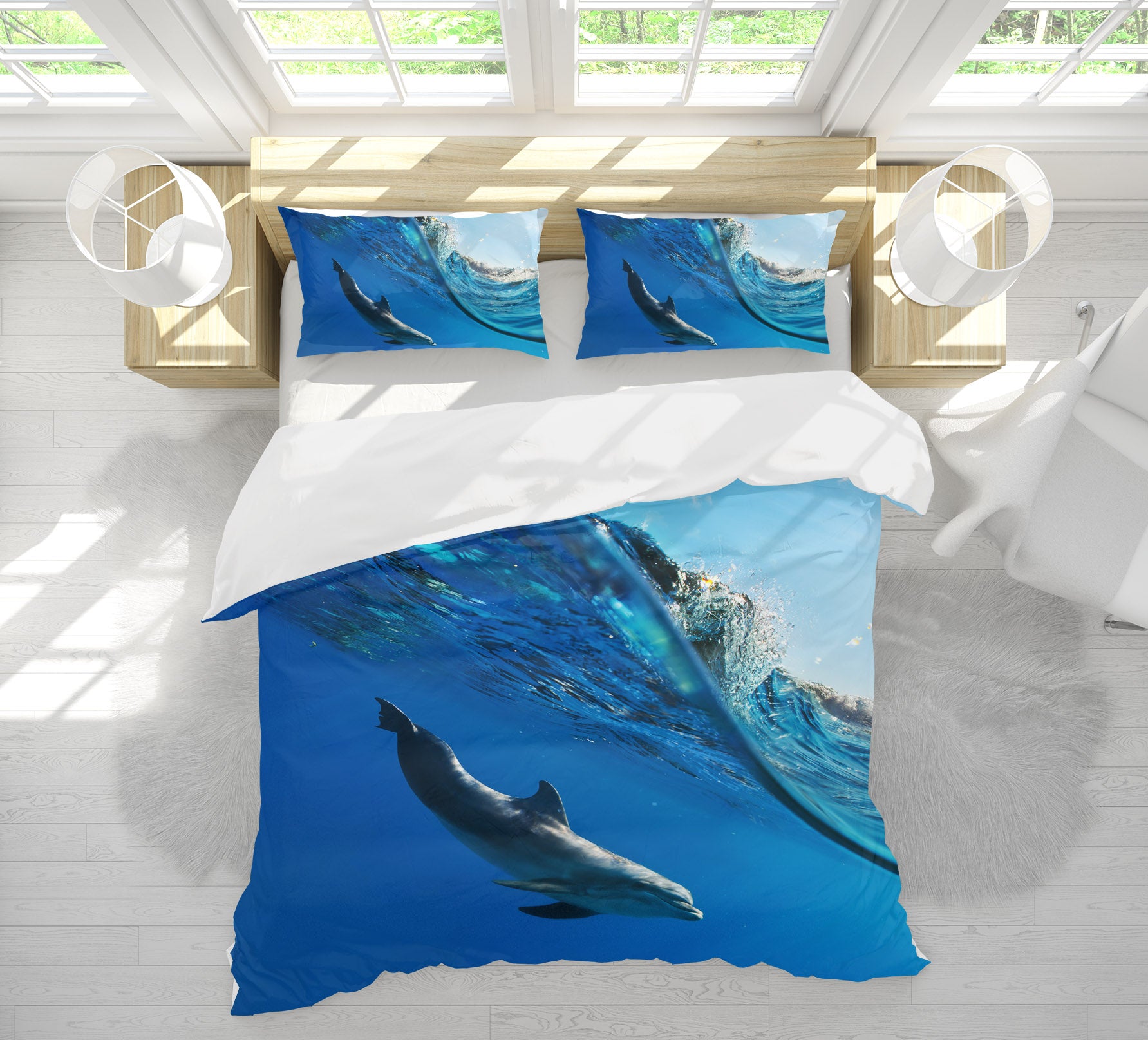 3D Dolphin Sea 19223 Bed Pillowcases Quilt