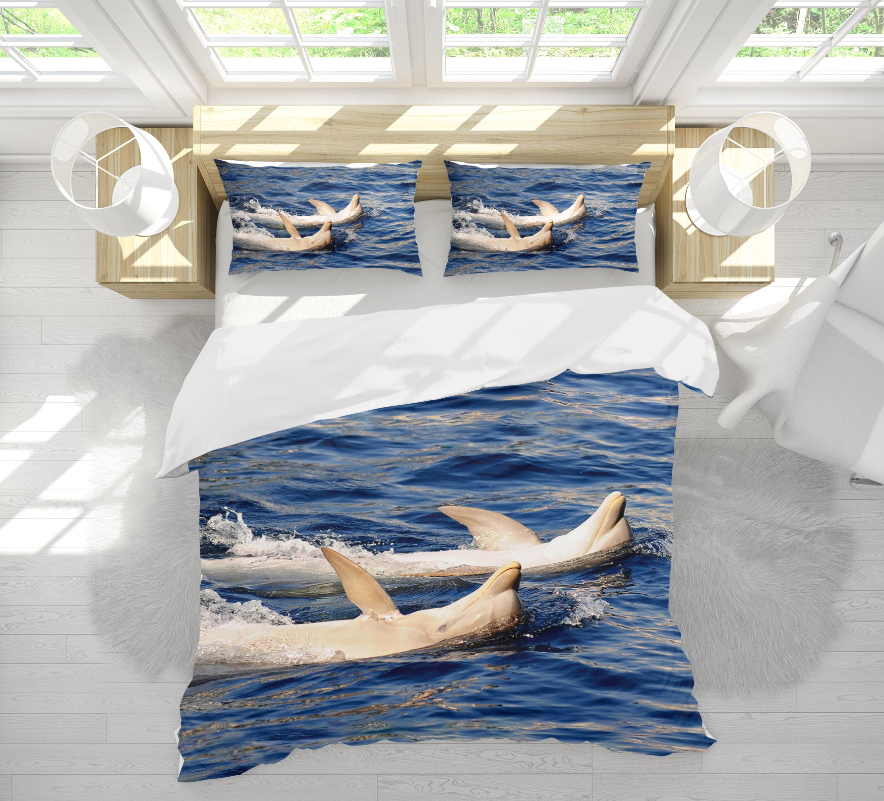 3D Sea Dolphin 19220 Bed Pillowcases Quilt