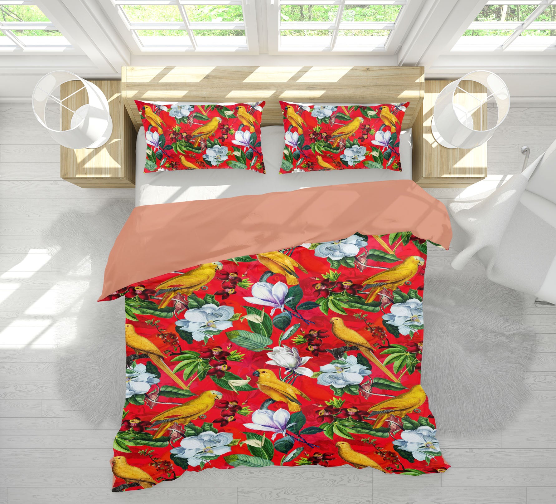 3D Yellow Parrot Flower 147 Uta Naumann Bedding Bed Pillowcases Quilt