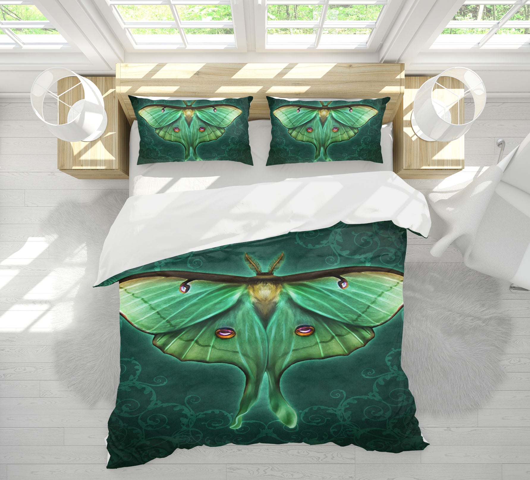 3D Green Moth 8816 Brigid Ashwood Bedding Bed Pillowcases Quilt Cover Duvet Cover