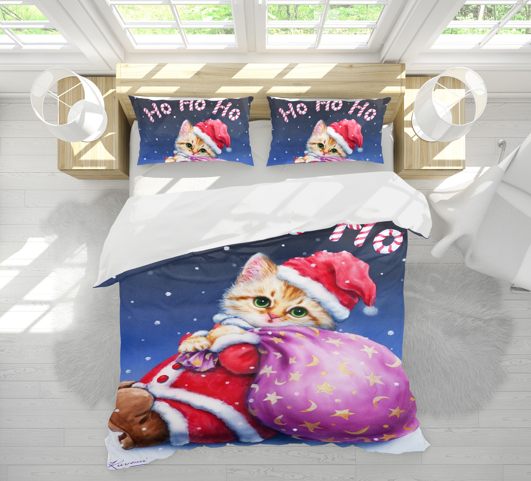 3D Christmas Cat 5840 Kayomi Harai Bedding Bed Pillowcases Quilt Cover Duvet Cover