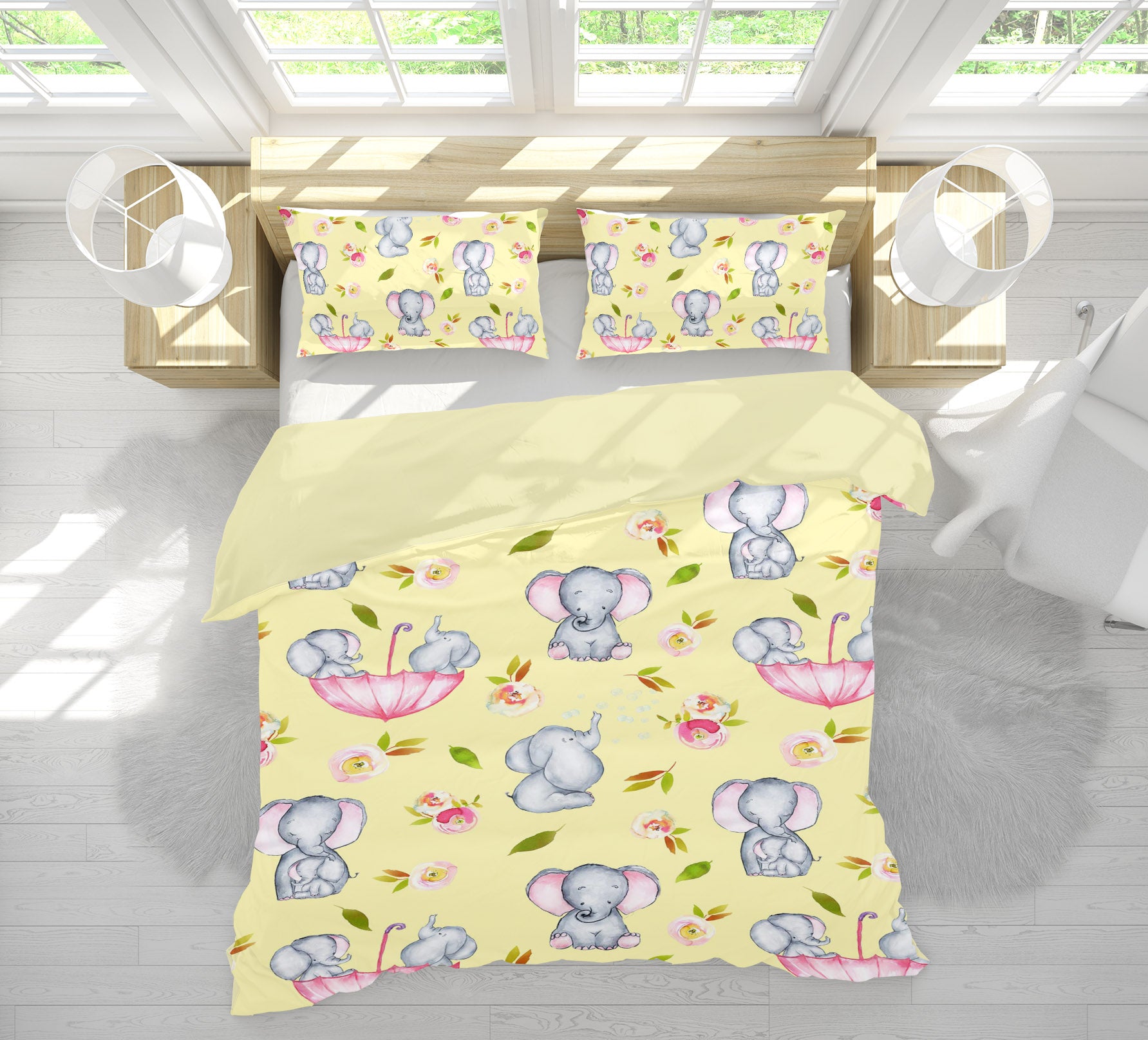 3D Yellow Elephant 223 Uta Naumann Bedding Bed Pillowcases Quilt