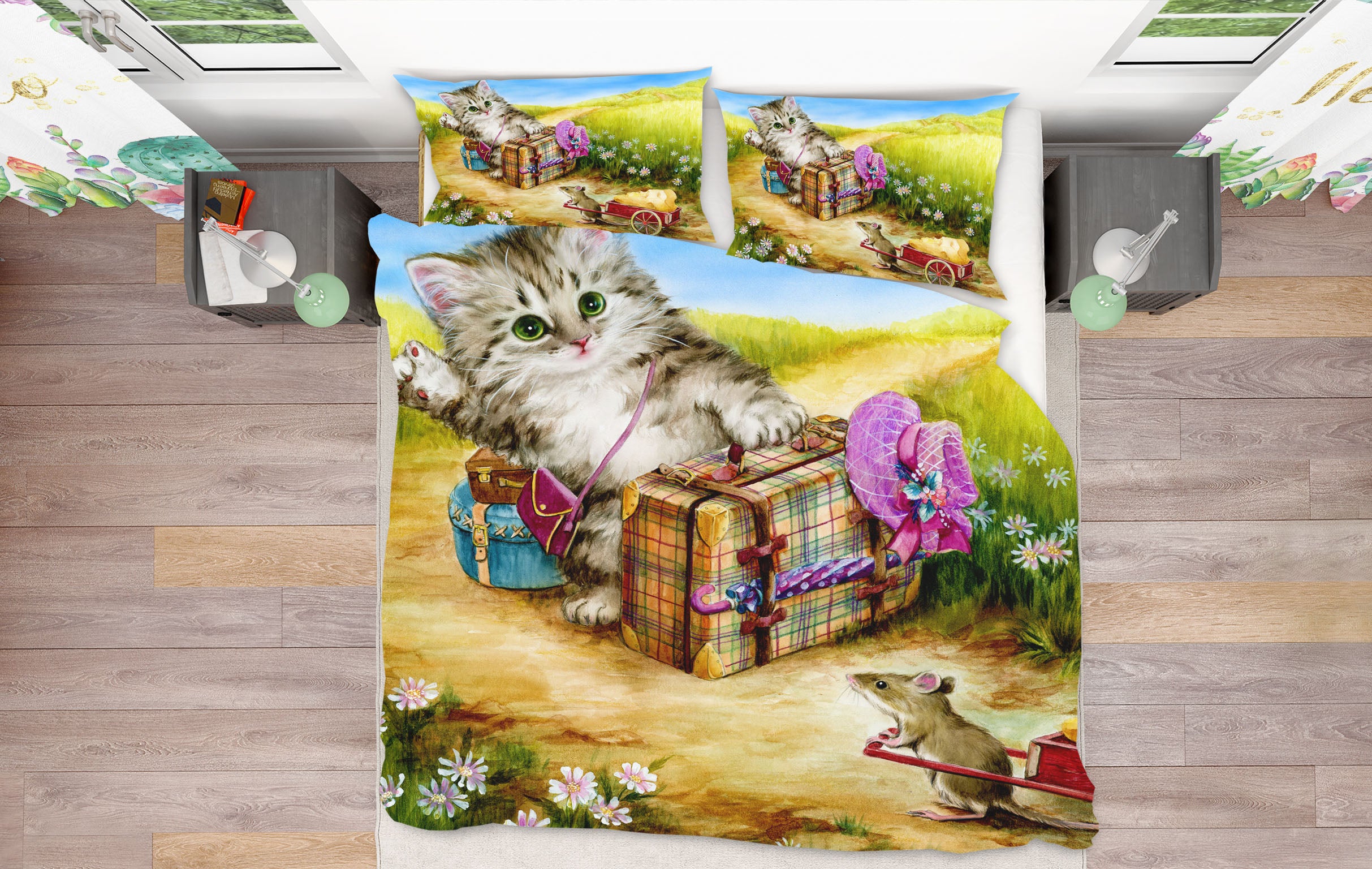 3D Lawn Cat 5839 Kayomi Harai Bedding Bed Pillowcases Quilt Cover Duvet Cover