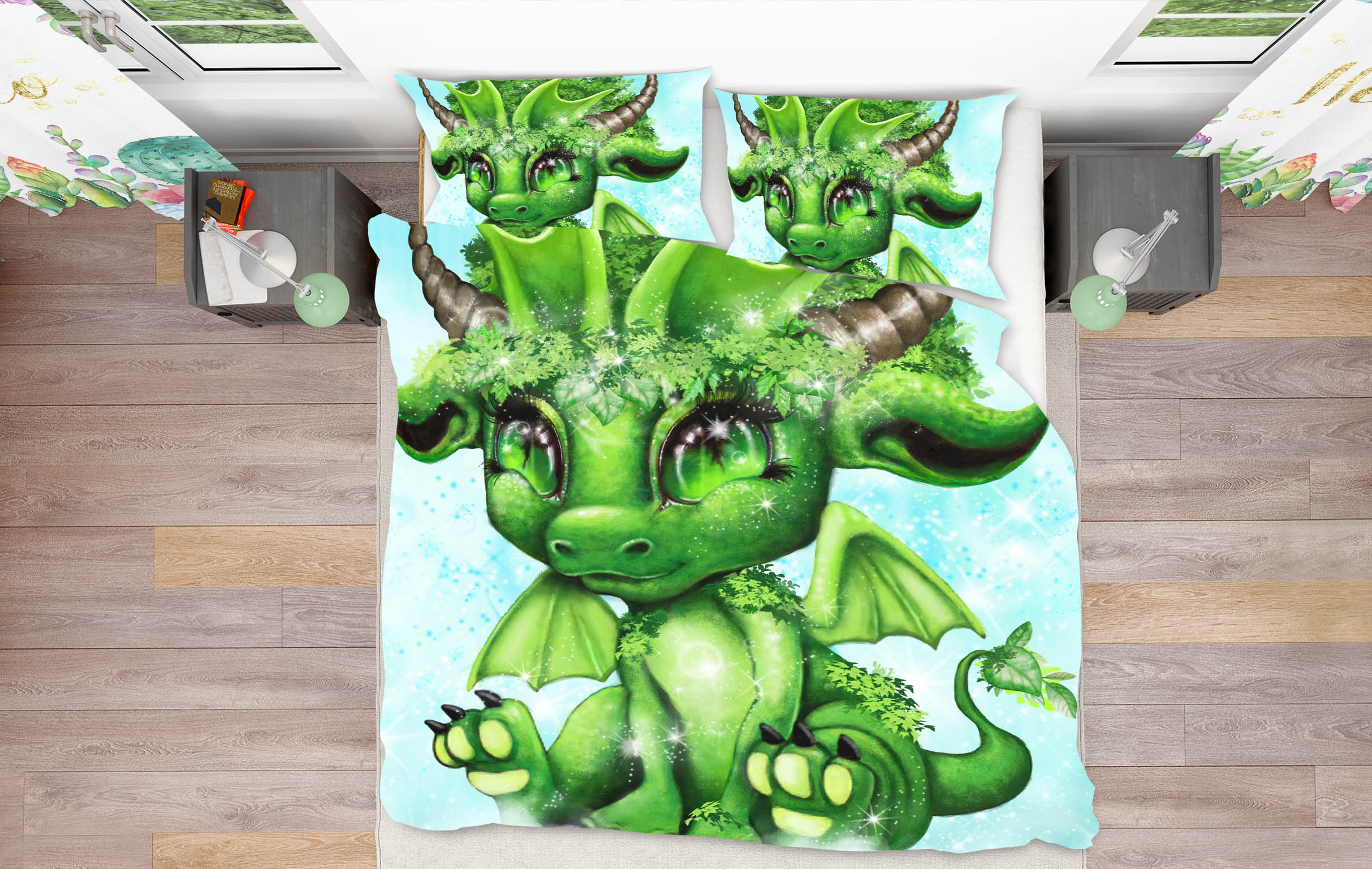 3D Green Forest Dragon 8552 Sheena Pike Bedding Bed Pillowcases Quilt Cover Duvet Cover