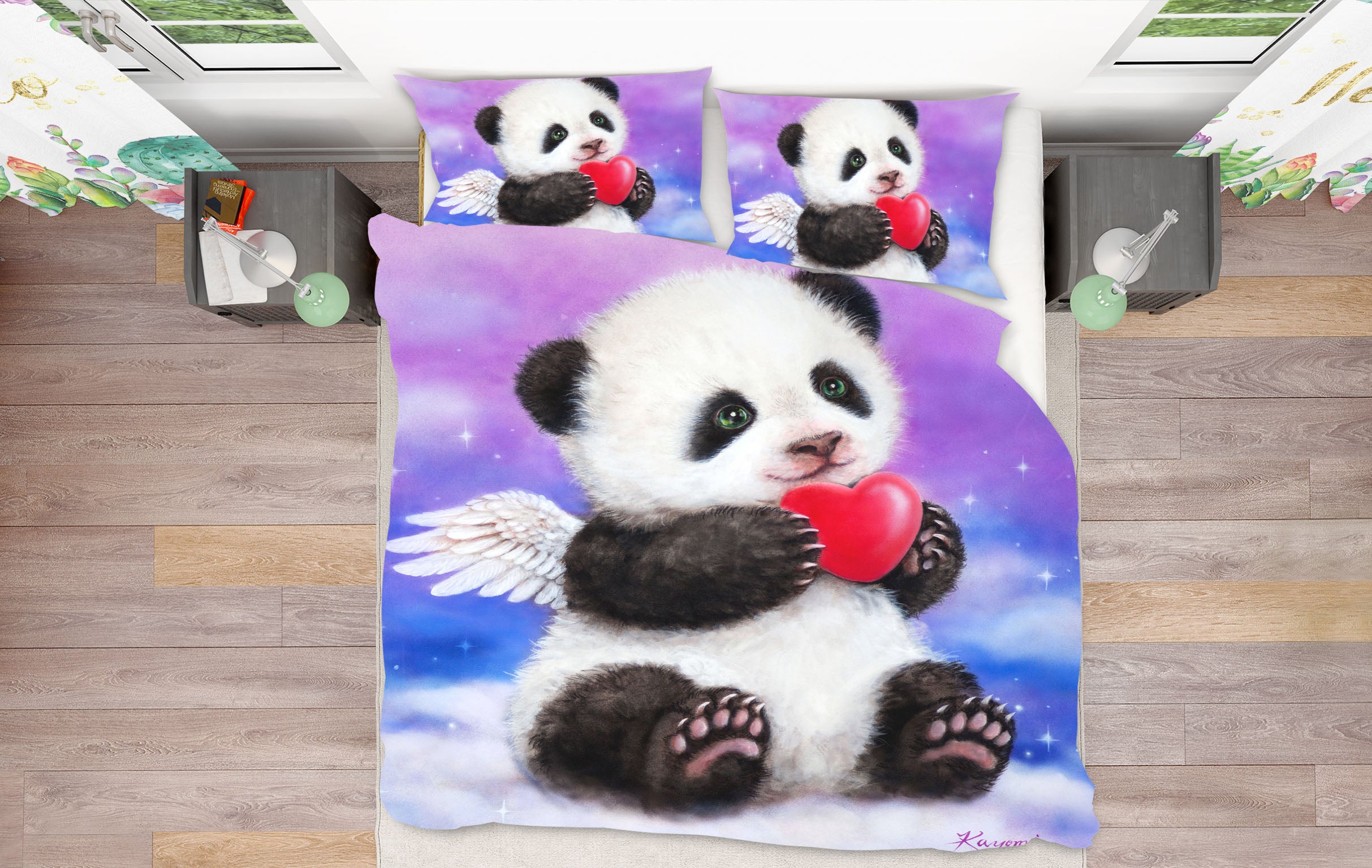 3D Love Panda Angel 5843 Kayomi Harai Bedding Bed Pillowcases Quilt Cover Duvet Cover