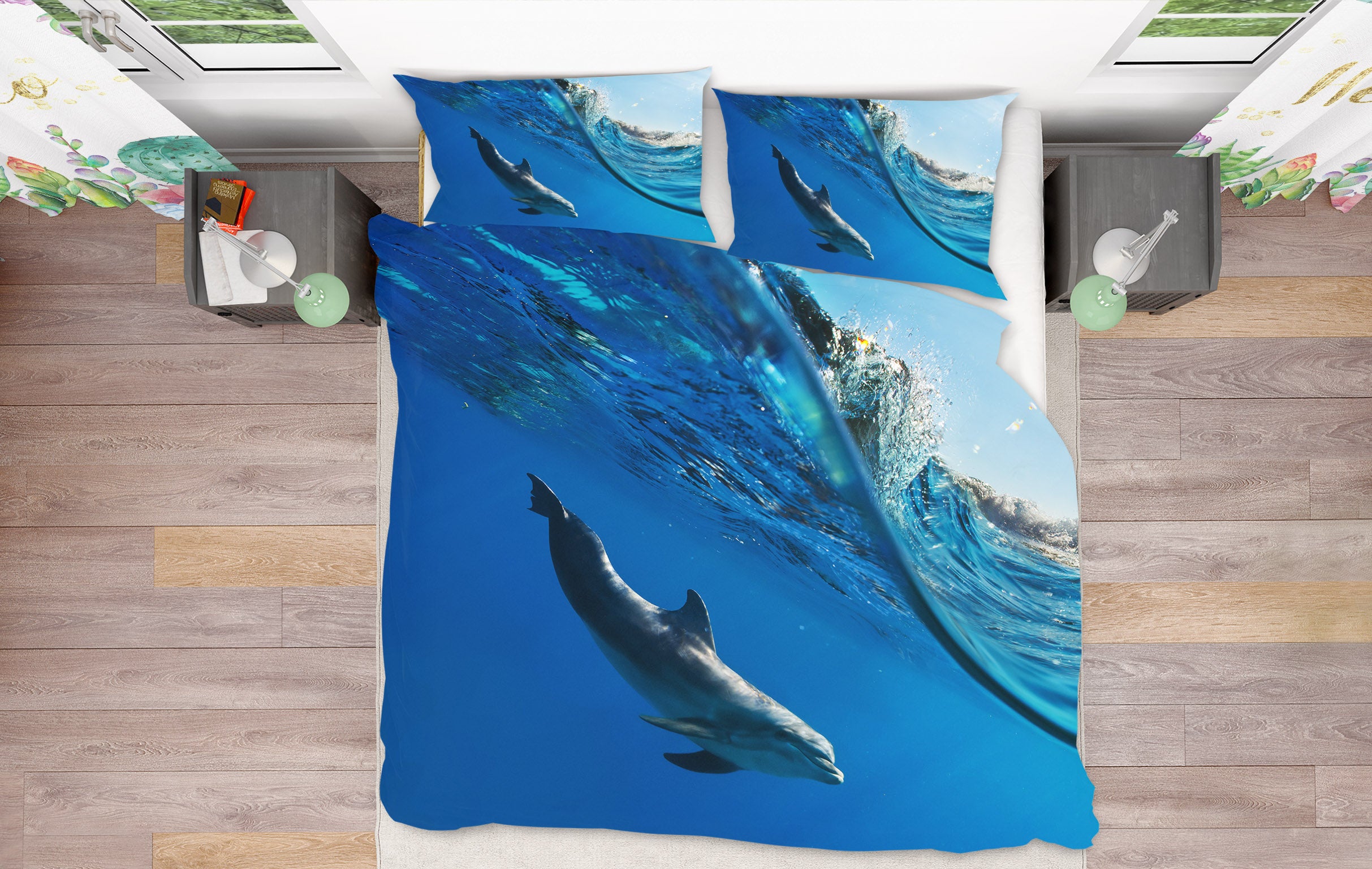 3D Dolphin Sea 19223 Bed Pillowcases Quilt