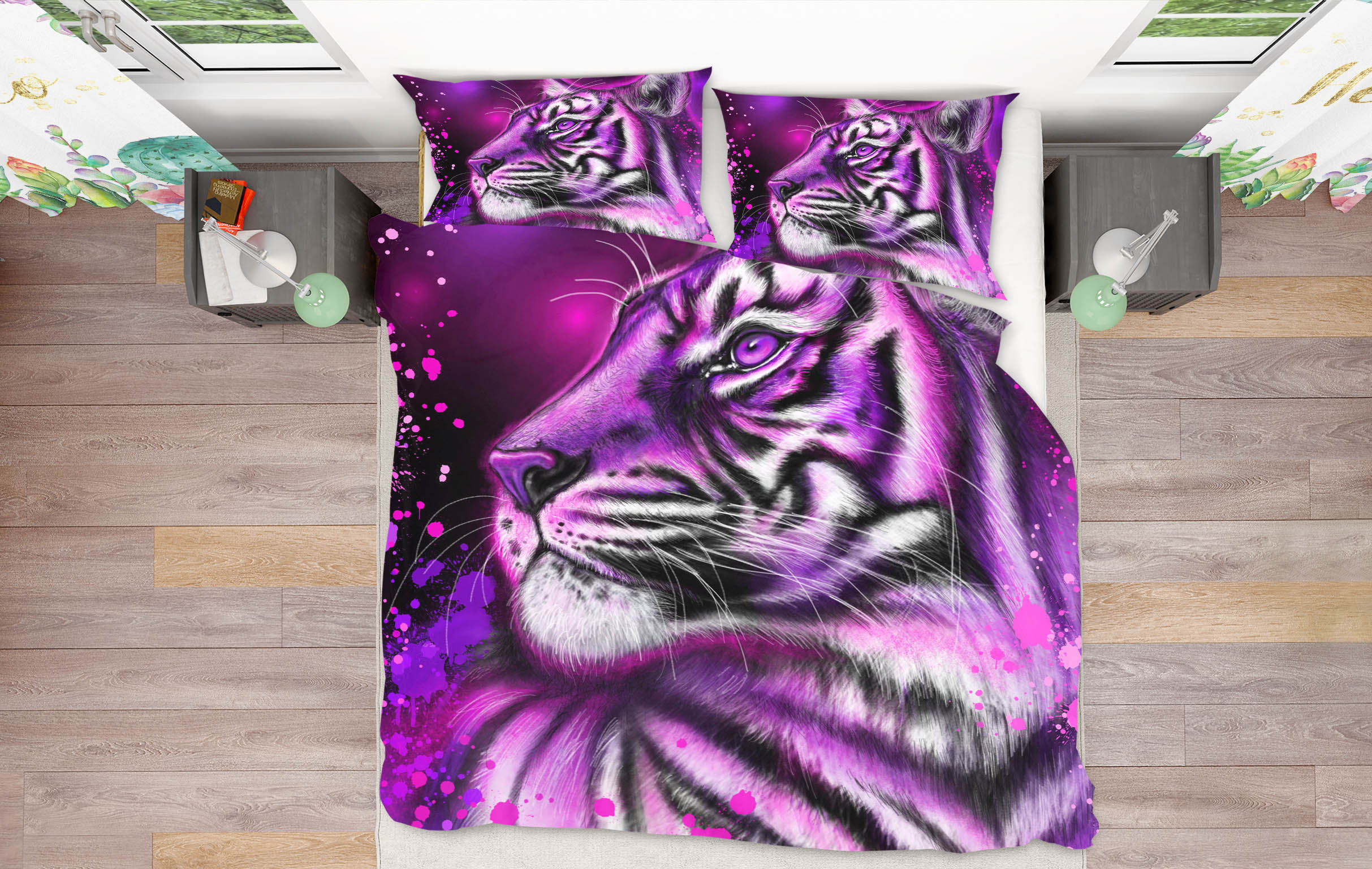 3D Purple Tiger 8576 Sheena Pike Bedding Bed Pillowcases Quilt Cover Duvet Cover