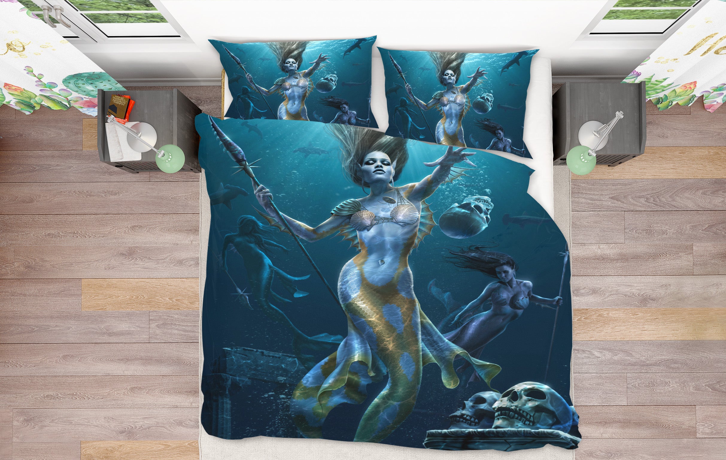 3D Under Sea Mermaid 4088 Tom Wood Bedding Bed Pillowcases Quilt