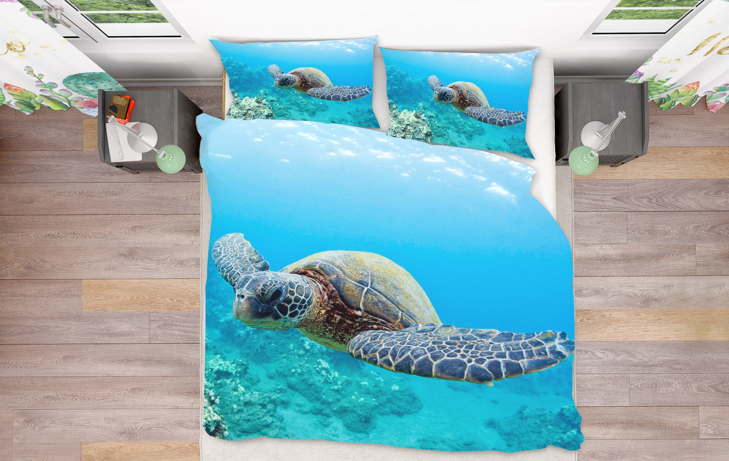 3D Sea Turtle 19226 Bed Pillowcases Quilt