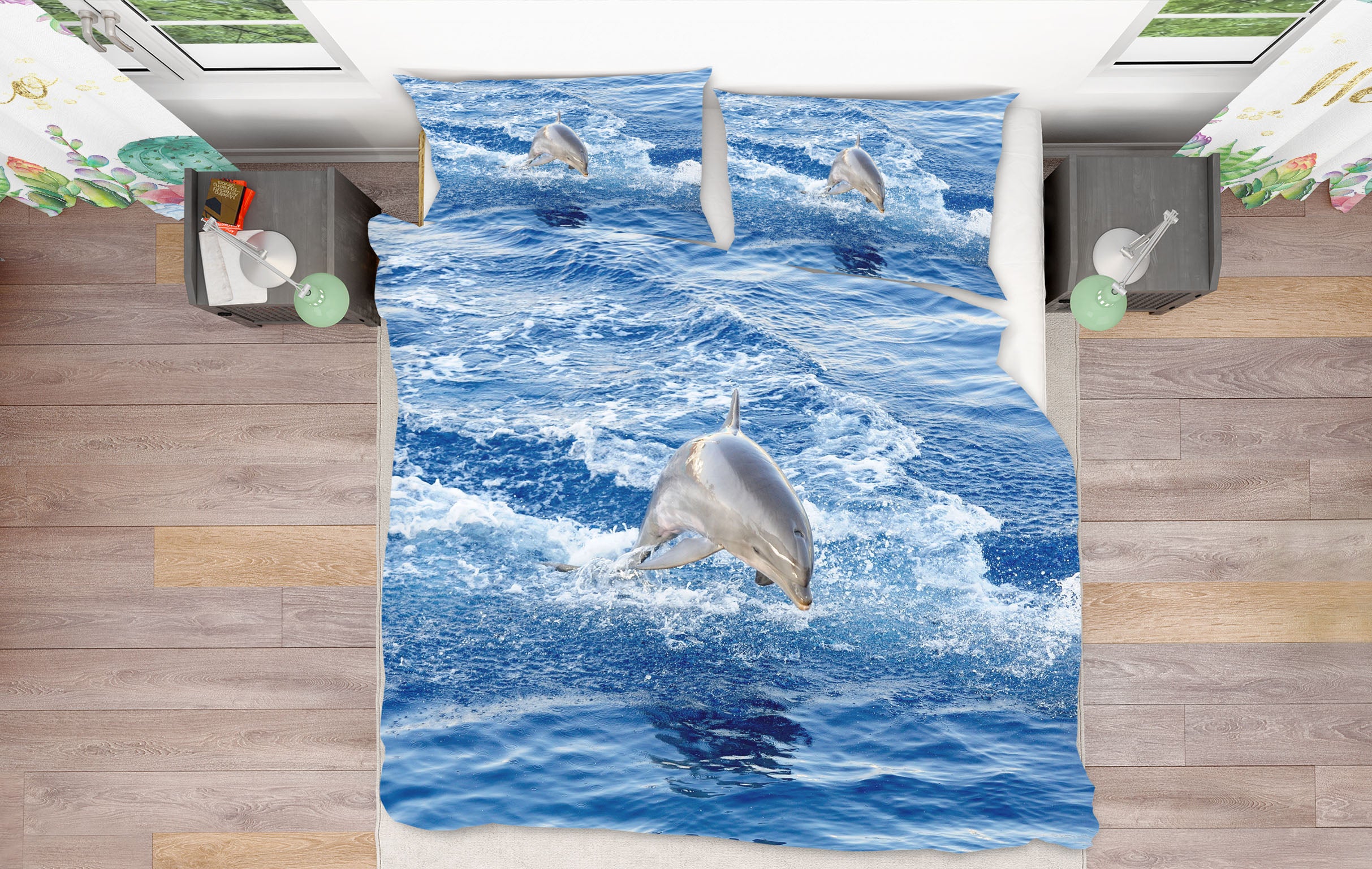 3D Dolphin Jump 19221 Bed Pillowcases Quilt