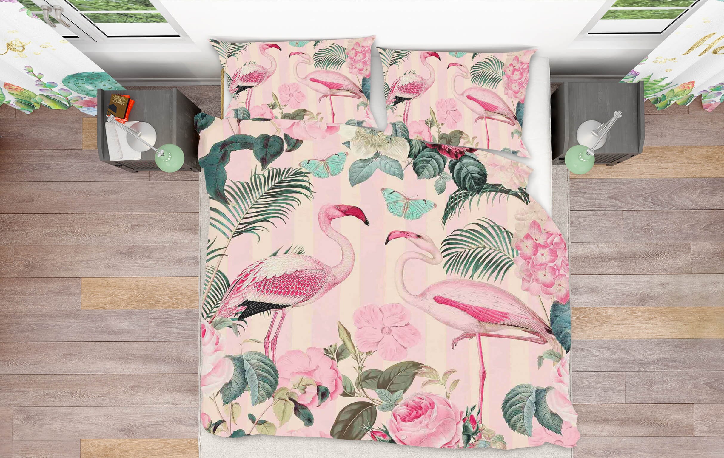 3D Pink Flamingo 2115 Andrea haase Bedding Bed Pillowcases Quilt Quiet Covers AJ Creativity Home 