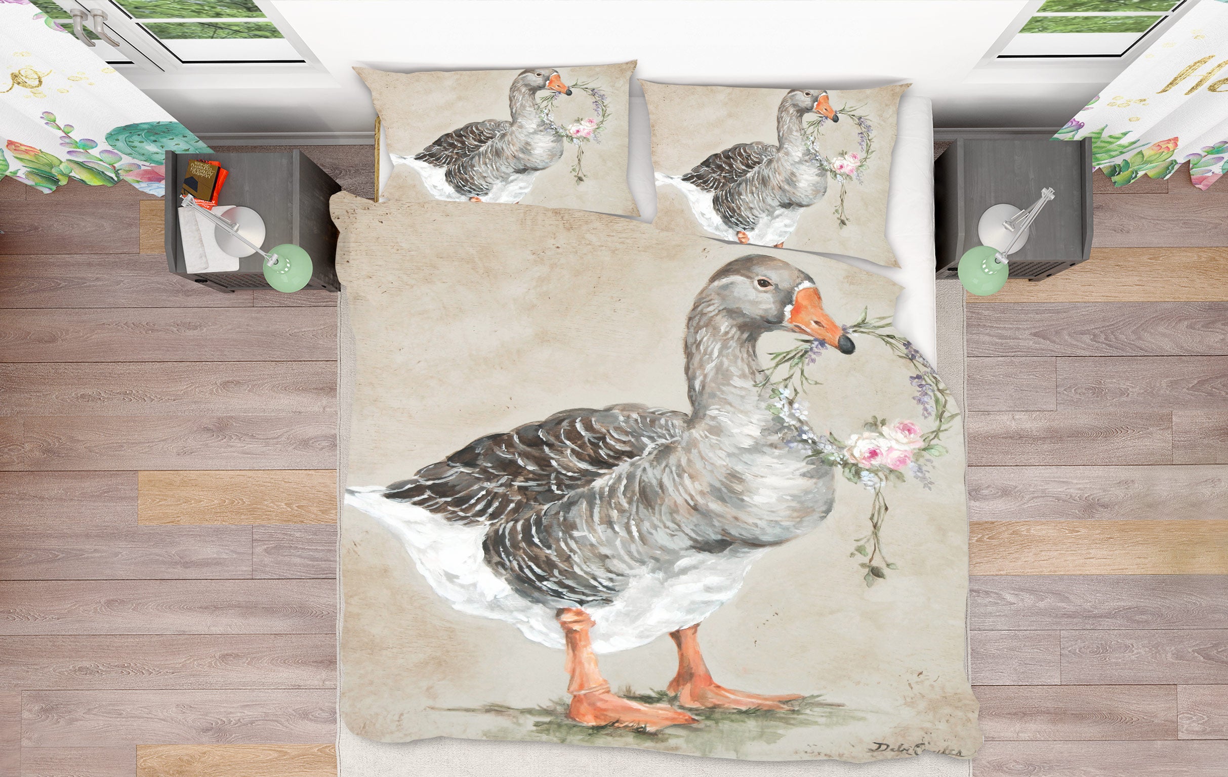 3D Duck Wreath 2095 Debi Coules Bedding Bed Pillowcases Quilt