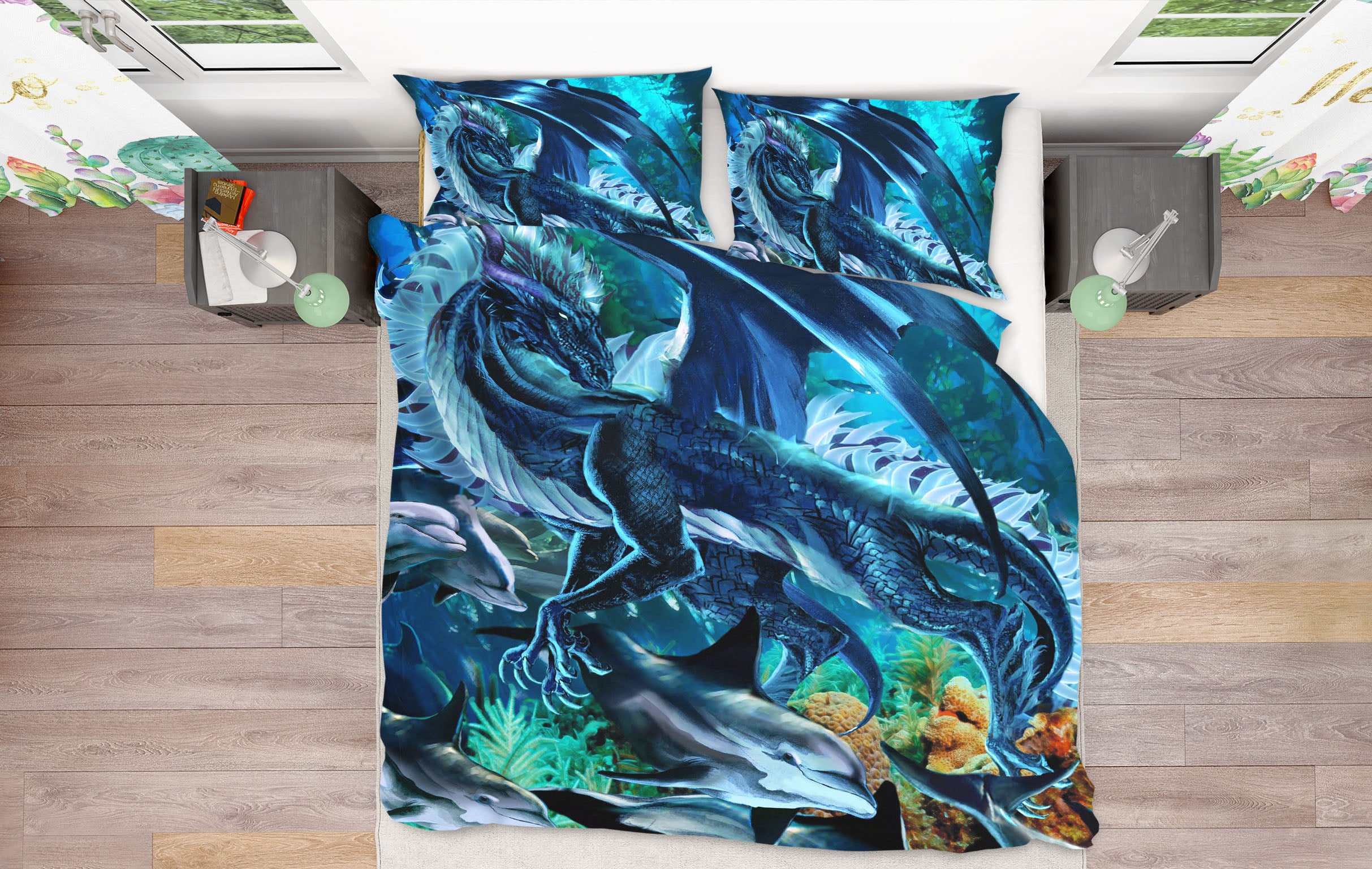 3D Blue Dragon 8308 Ruth Thompson Bedding Bed Pillowcases Quilt Cover Duvet Cover