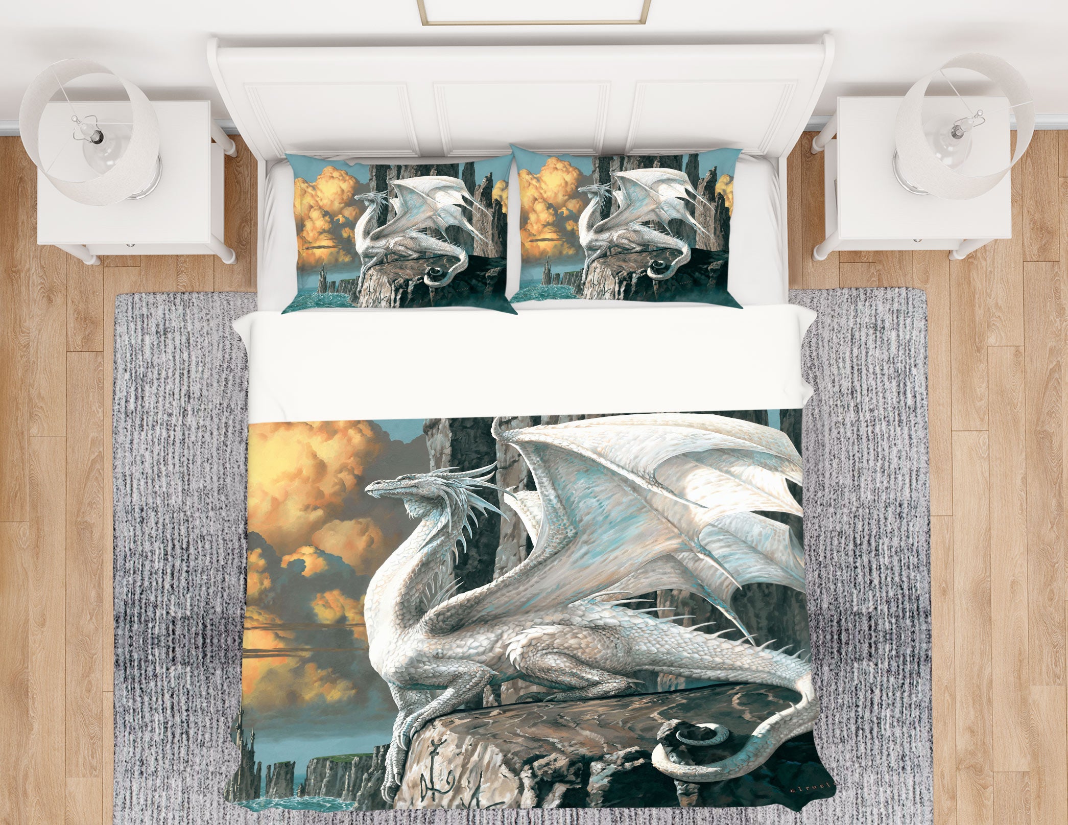 3D White Dragon 6211 Ciruelo Bedding Bed Pillowcases Quilt