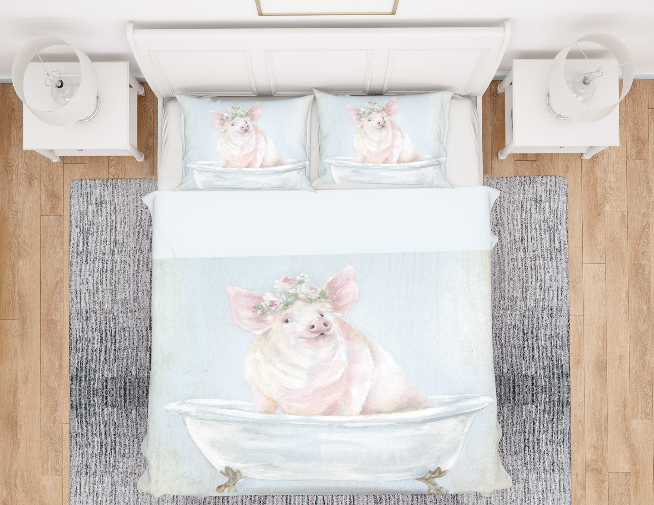 3D Wreath Pig Tub 2121 Debi Coules Bedding Bed Pillowcases Quilt