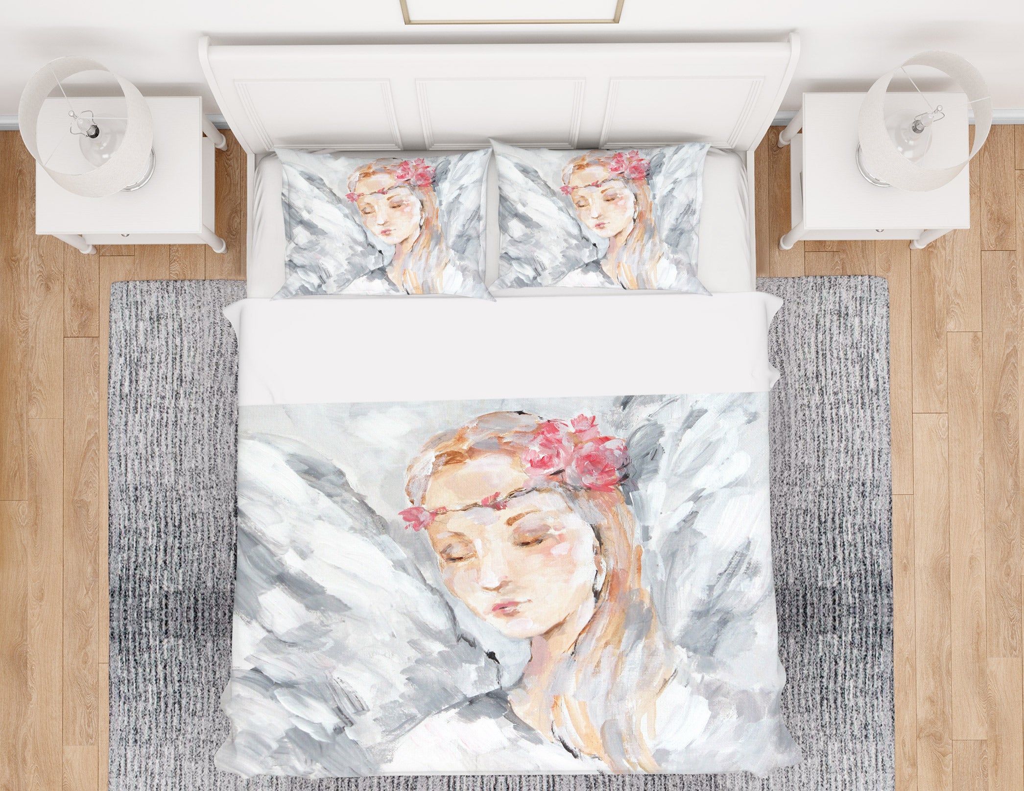 3D Wreath Angel Girl 2068 Debi Coules Bedding Bed Pillowcases Quilt