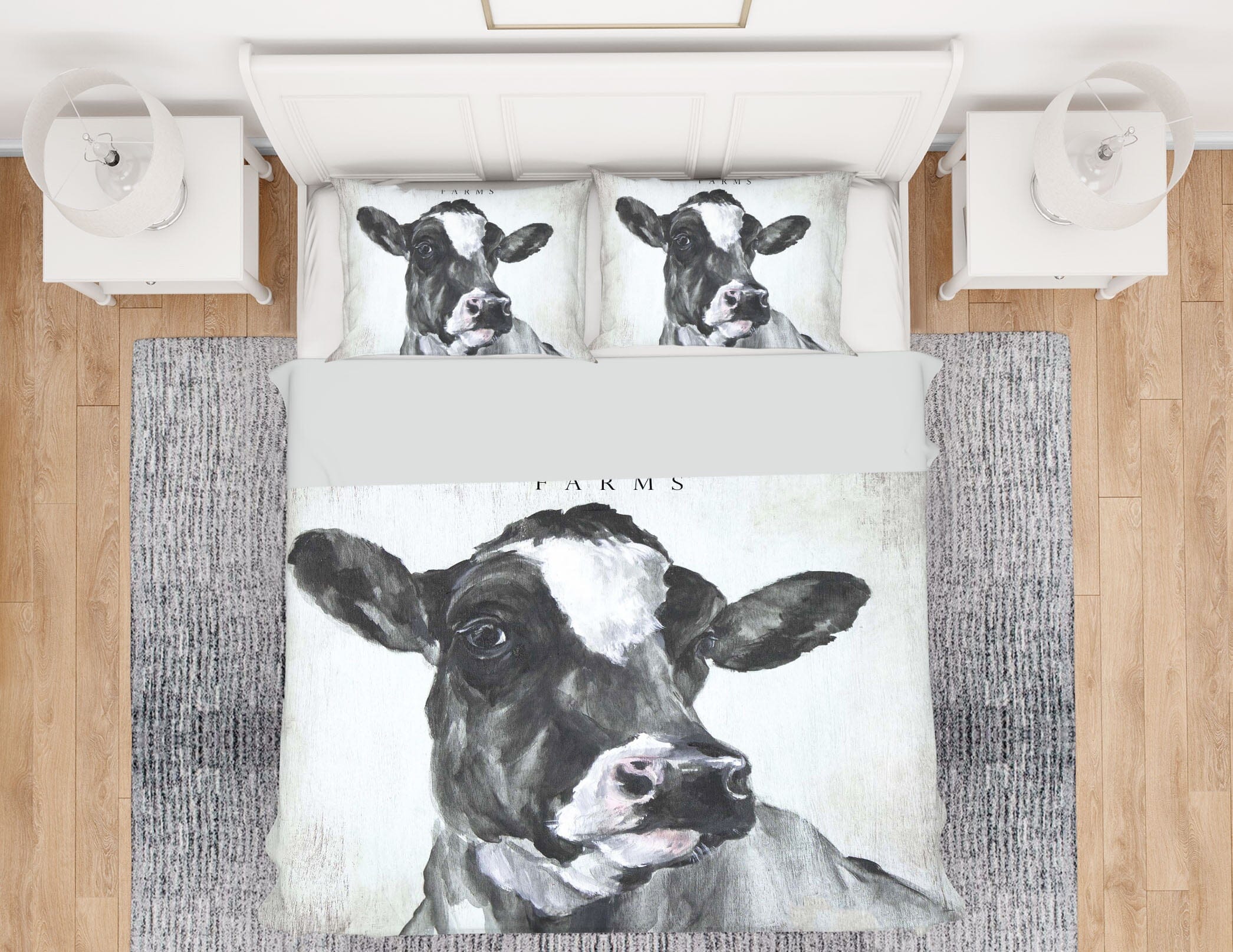 3D Sketch Cow 035 Debi Coules Bedding Bed Pillowcases Quilt Quiet Covers AJ Creativity Home 