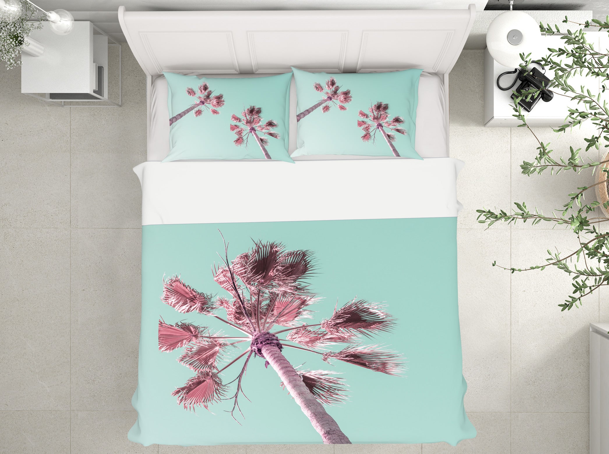 3D Pink Coconut Tree 6951 Assaf Frank Bedding Bed Pillowcases Quilt Cover Duvet Cover